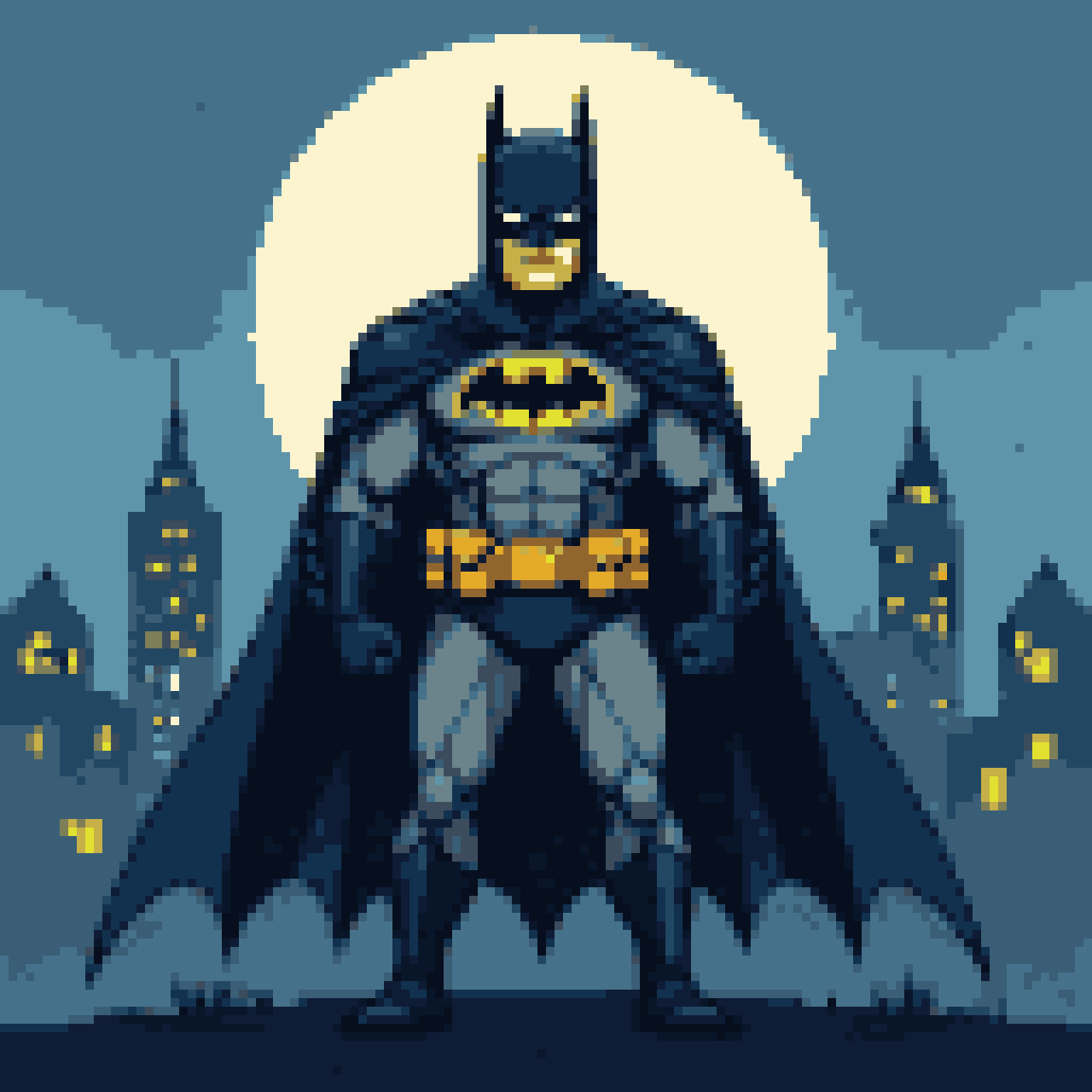 Batman's Vigil: Dark Knight Watches Over City Moon