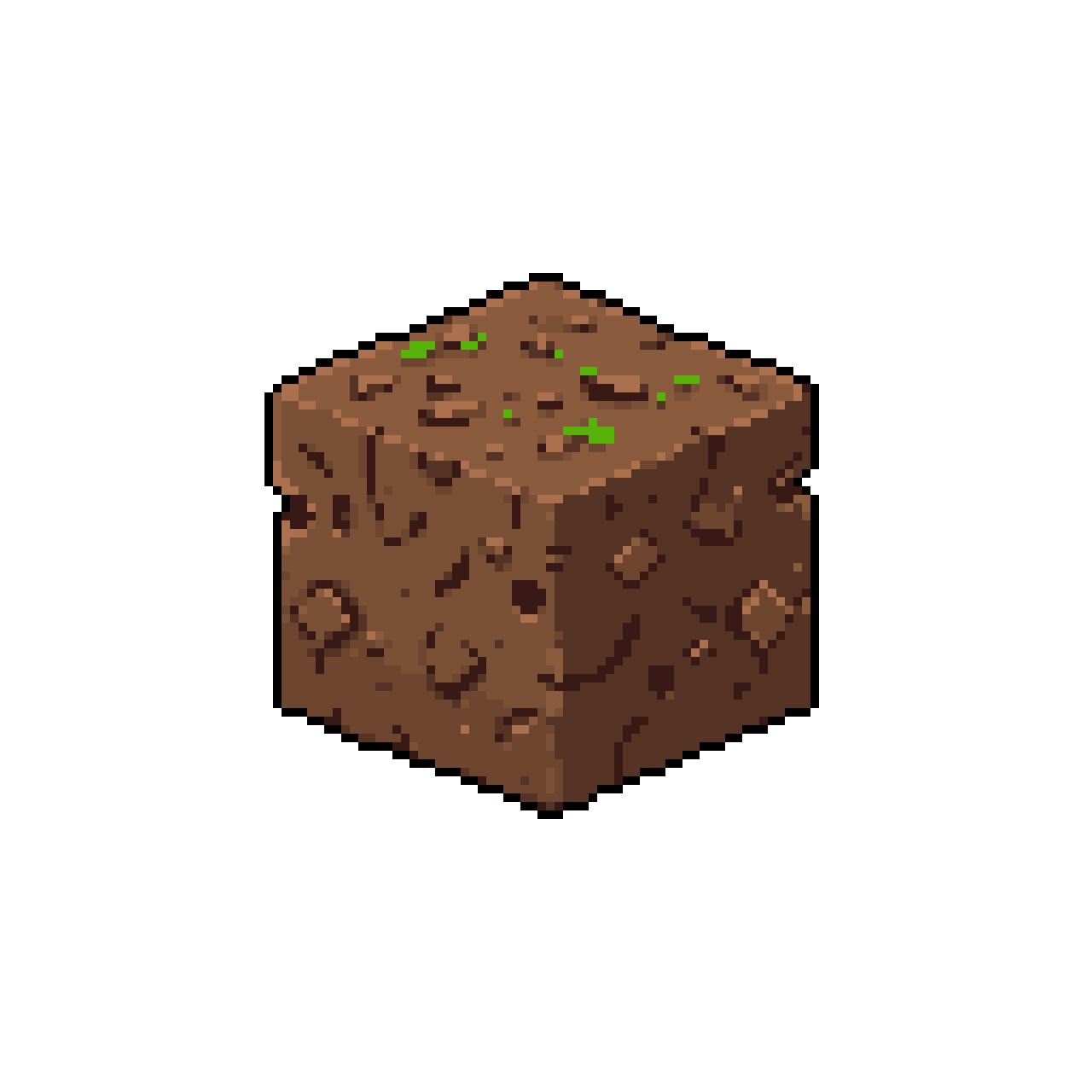 Dirtt Block Isometric Dirt Block: Earthy Resource with Green Sprouts