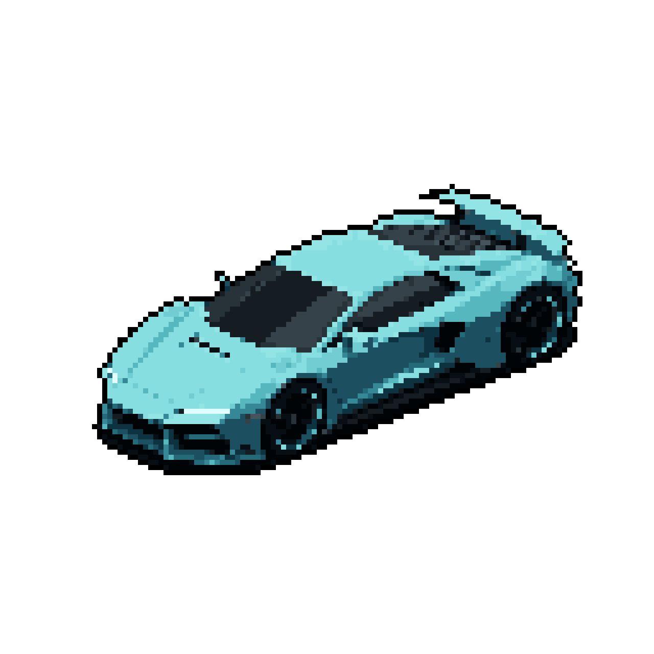 Sleek Blue Sports Car: Isometric Retro Style