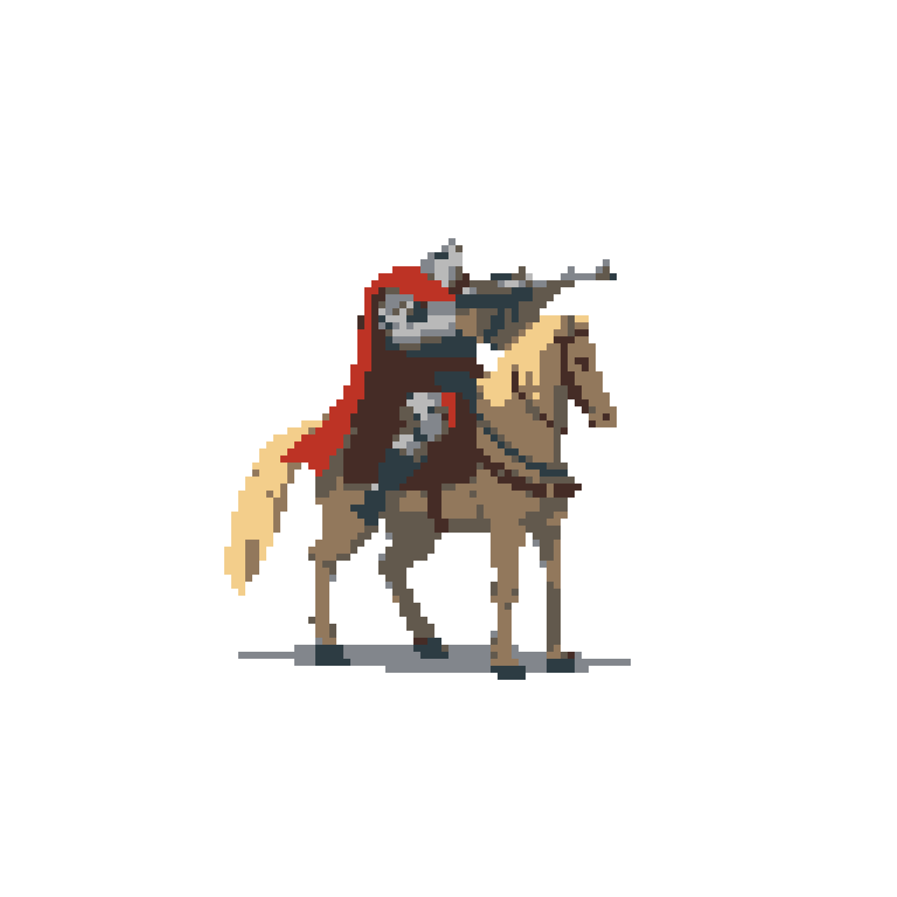 Knight Aims Rifle: Grim Medieval Warrior on Horse