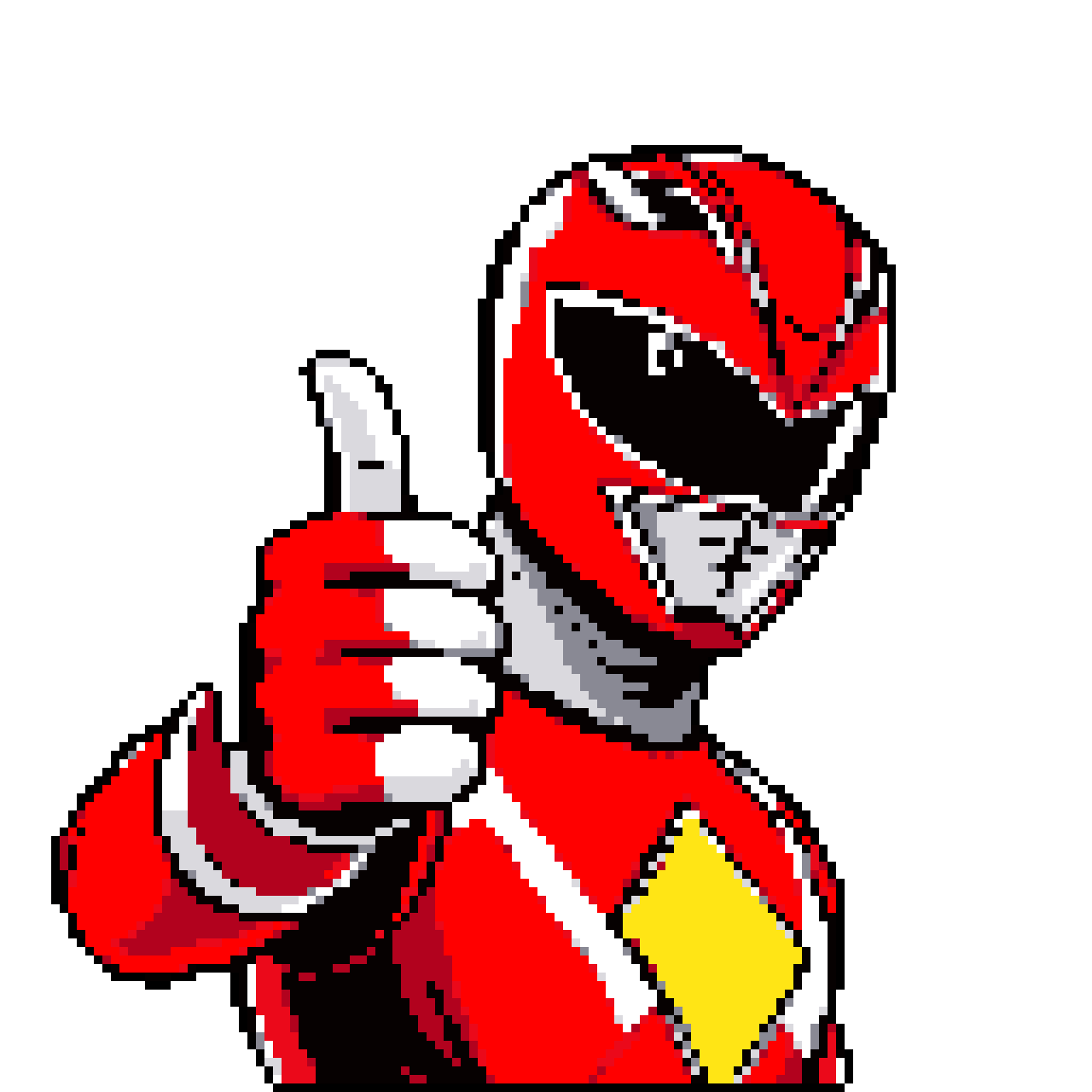Mighty Red Ranger's Confident Thumbs Up