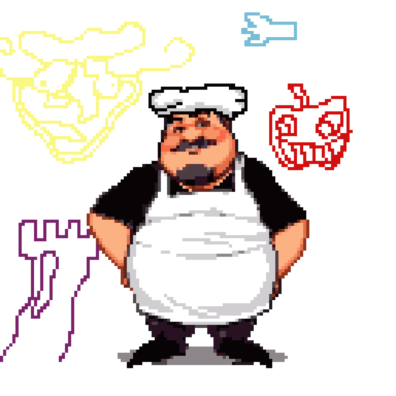 Charming Chef with Pixel Apple & Castle