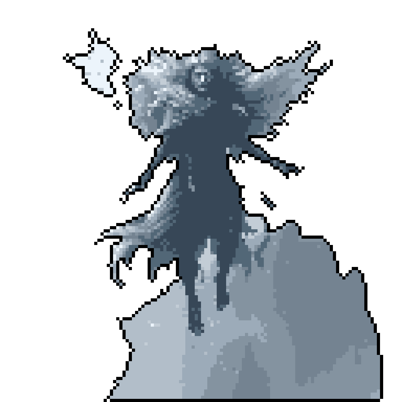2D Game Asset: Mysterious Figure on Icy Peak | Ethereal Power