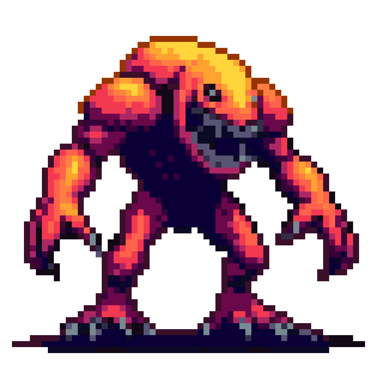 Fiery Doom Monster: Aggressive Retro Beast Unleashed