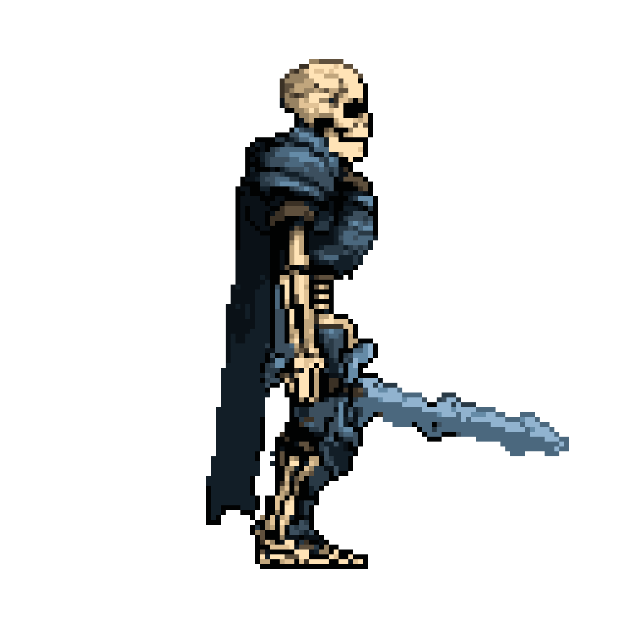 Pixie Skeleton Armored Skeleton Warrior with Sword - Dark Fantasy Sprite