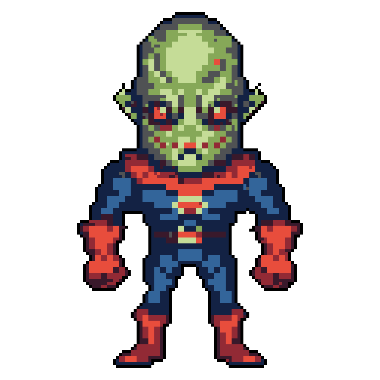 Game Asset Sprite: Alien Hero Stance: Retro Sci-Fi Guardian