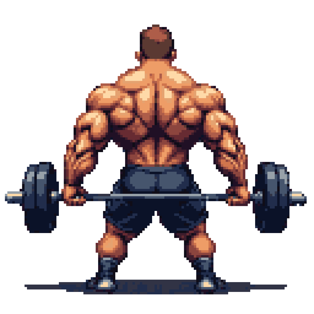 Pixel Art Sprite: Bodybuilder's Mighty Back: Strength & Shadow