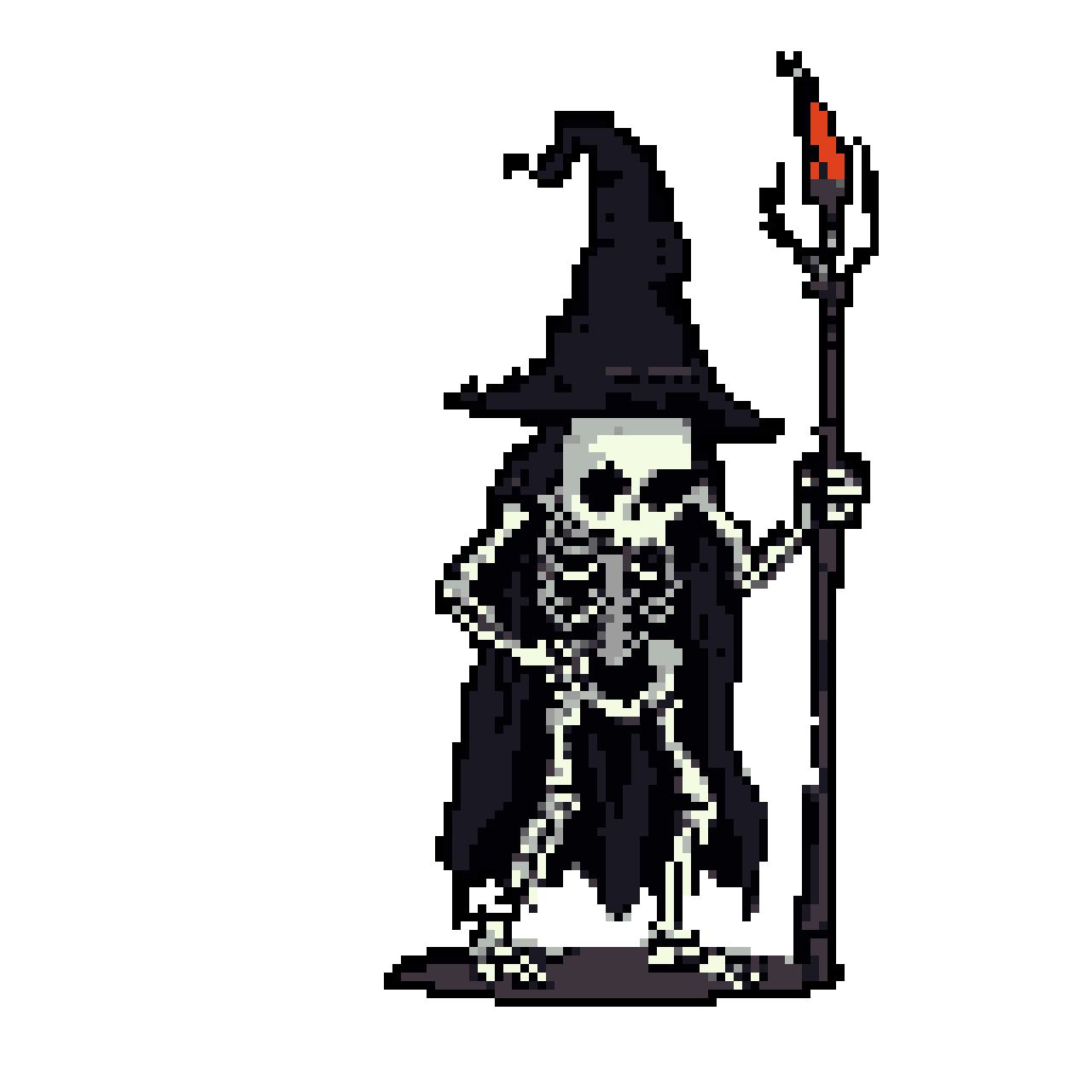 Pixie Skeleton Spooky Skeleton Wizard Conjures Fiery Staff