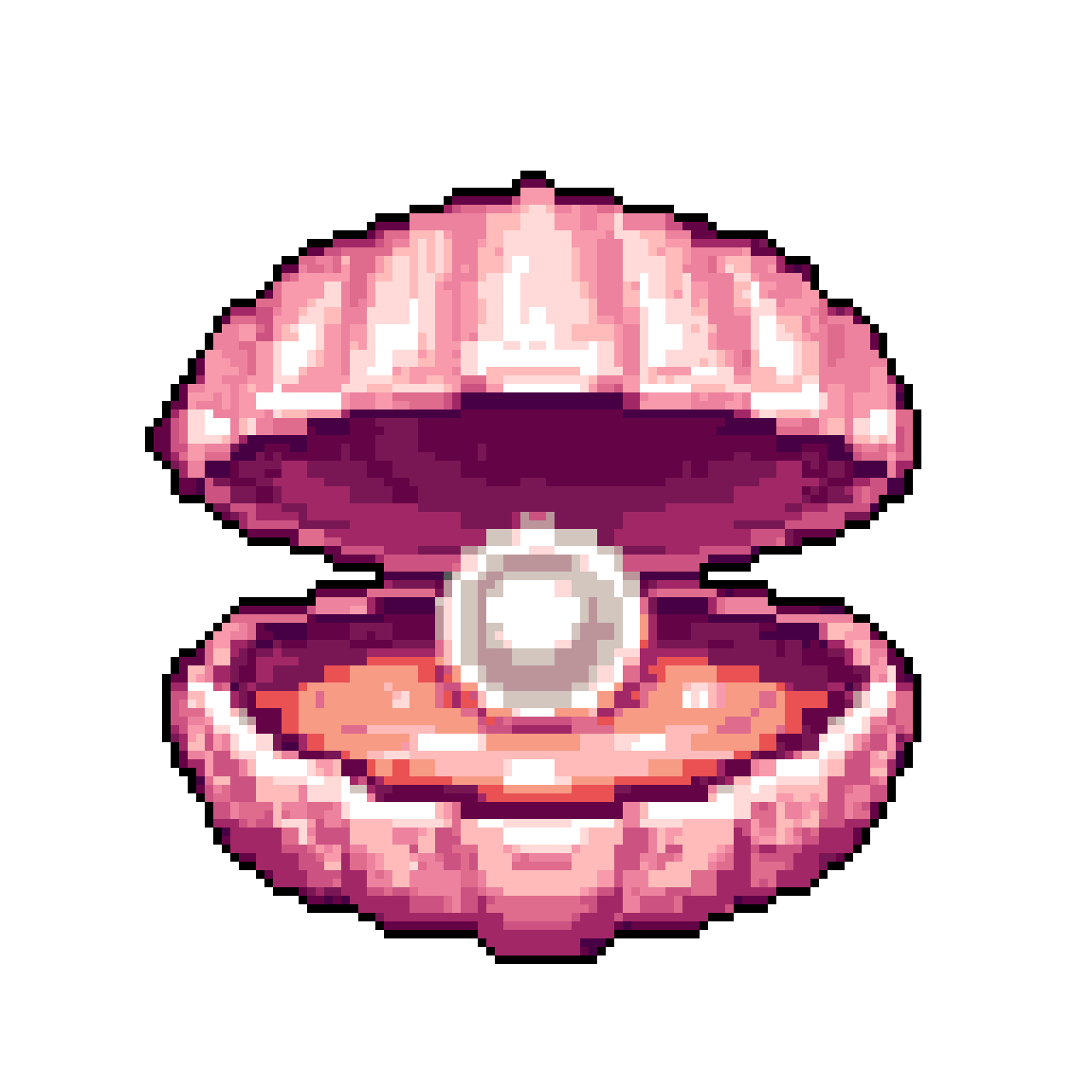 Shell Token Sprite AI Sprite: Luminous Pearl in Open Clam Shell