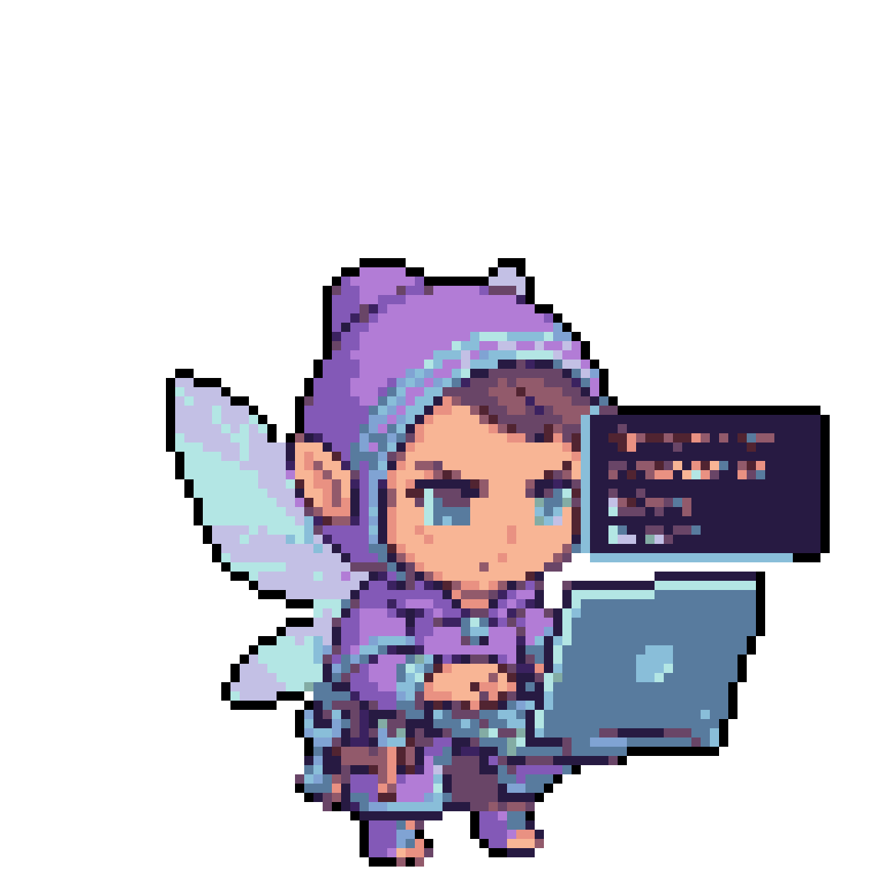 Pixie Coder: Focused Magic on Laptop
