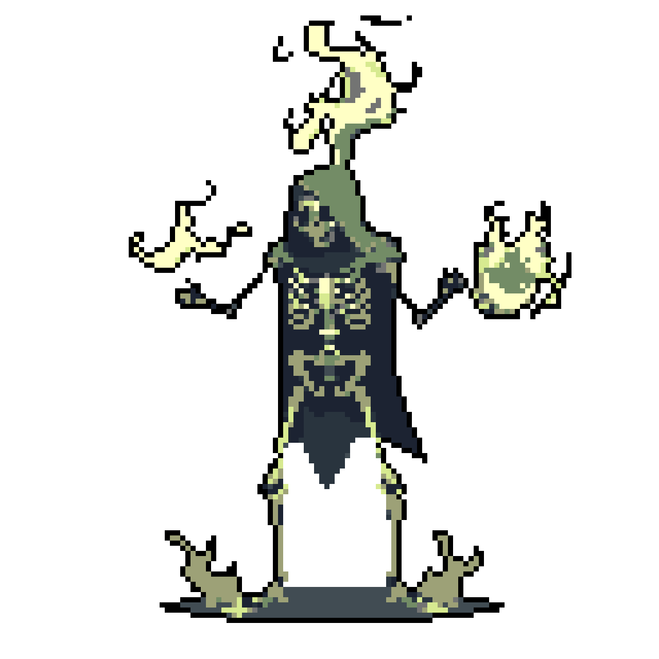 Eerie Mage: Skeleton Sorcerer Conjures Glowing Magic