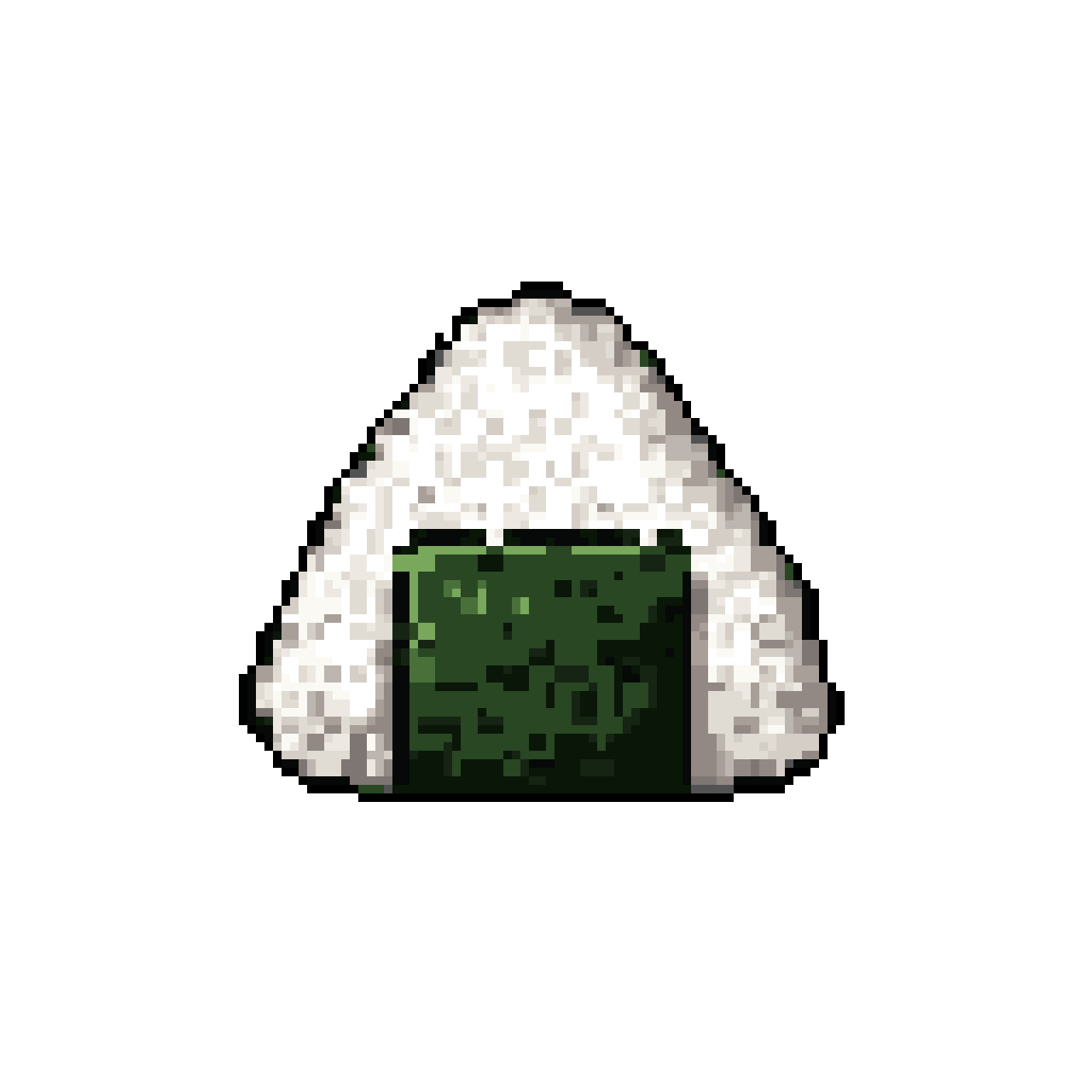 AI Pixel Art: Simple Onigiri Rice Ball: Black & Green Design