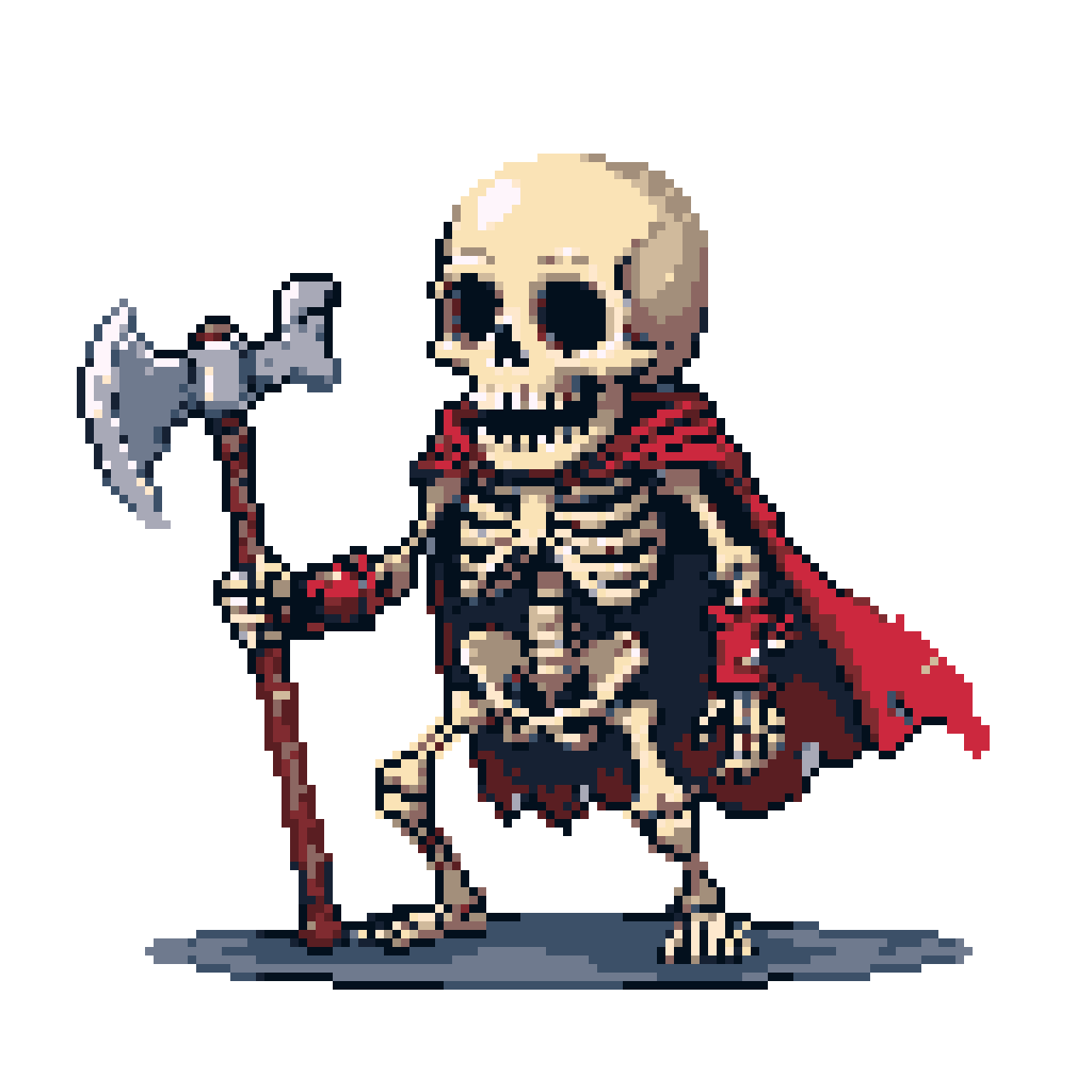 Pixie Skeleton Skeleton Warrior with Red Cape and Axe