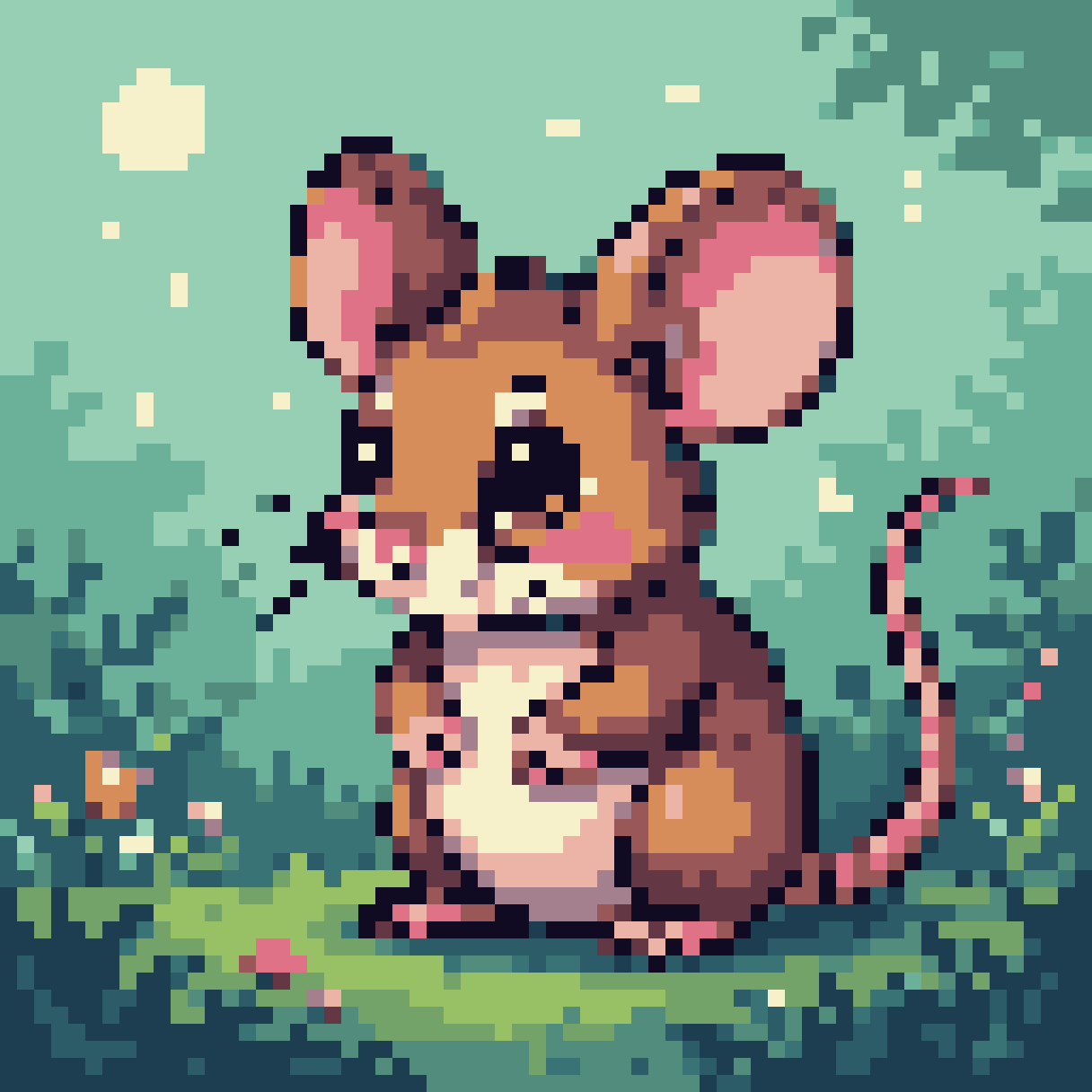 Cute Mouse in Moonlit Nature - Gentle & Shy