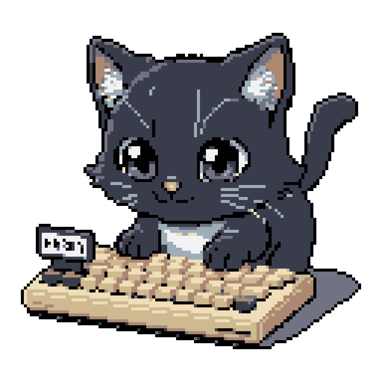 Cat Typing Rope Cute Cat Typing on Keyboard, MEOW on Screen