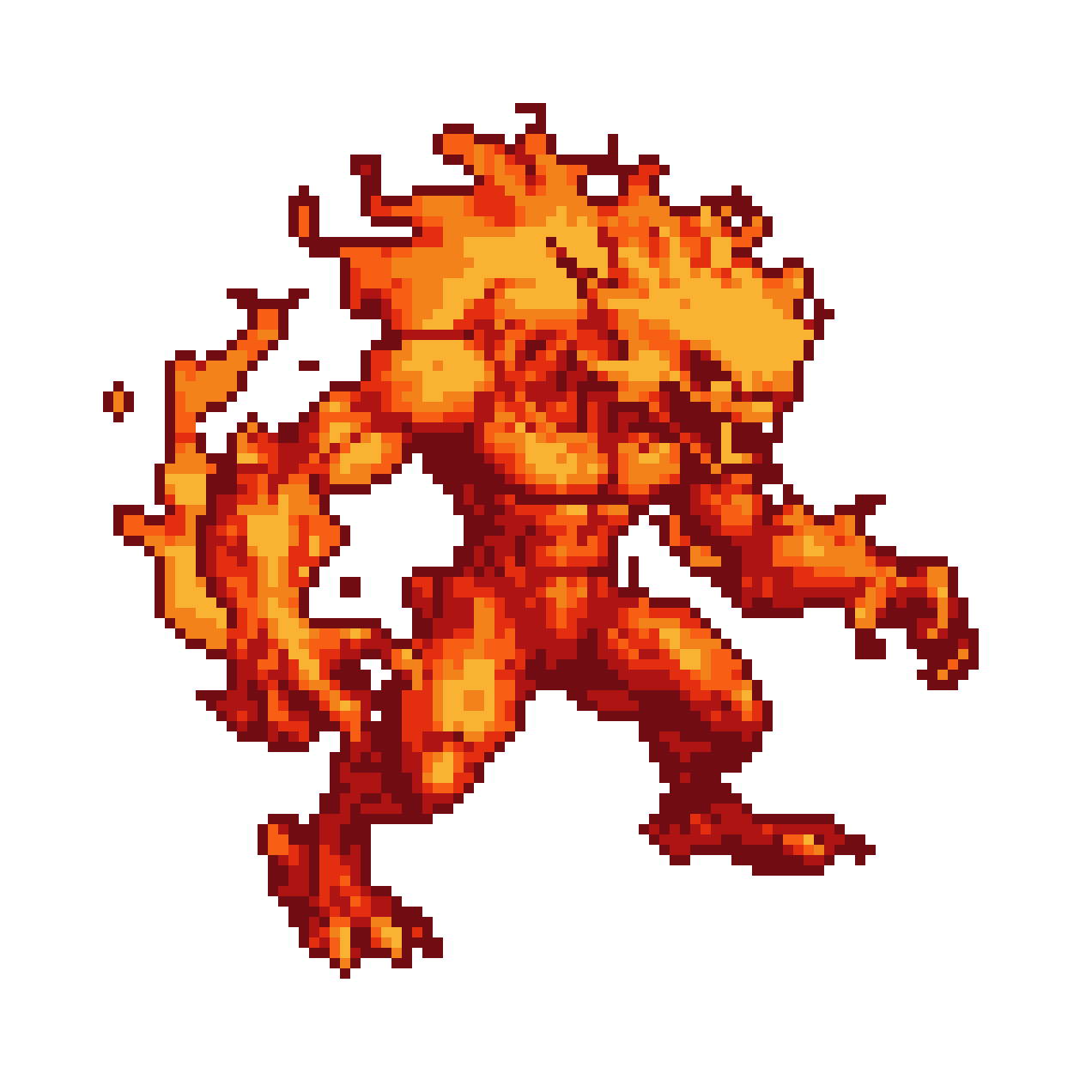 Fiery Elemental Warrior: Menacing Stance, Raw Power