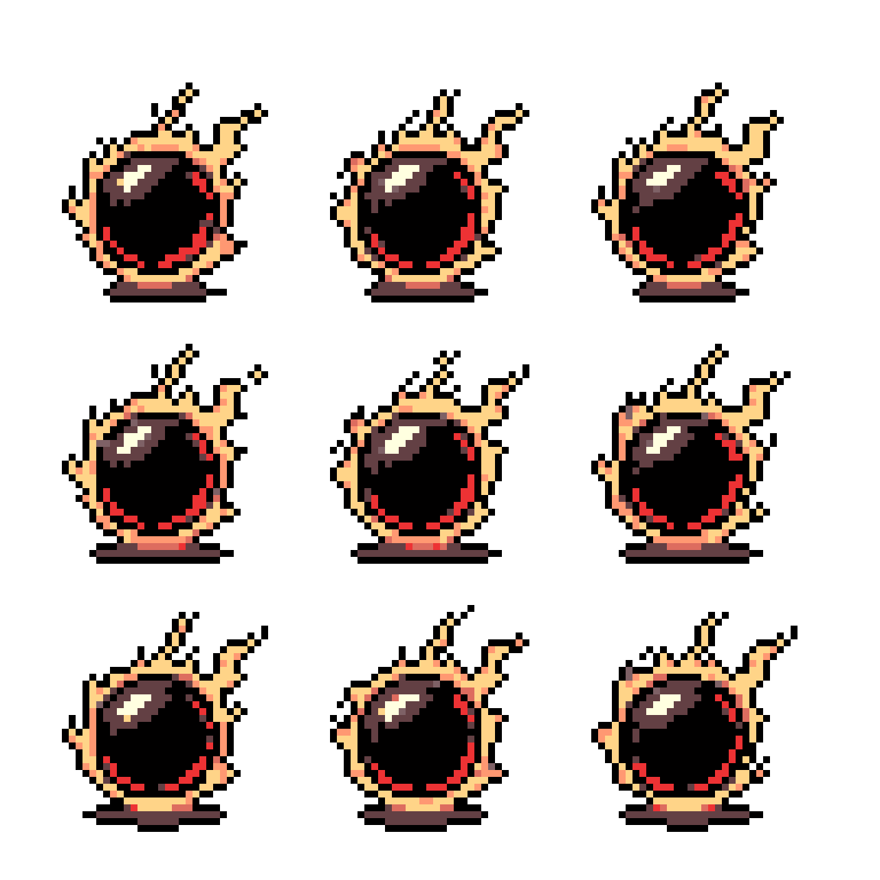 Pixel Art Sprite: Fiery Orbs: Explosive Energy Grid