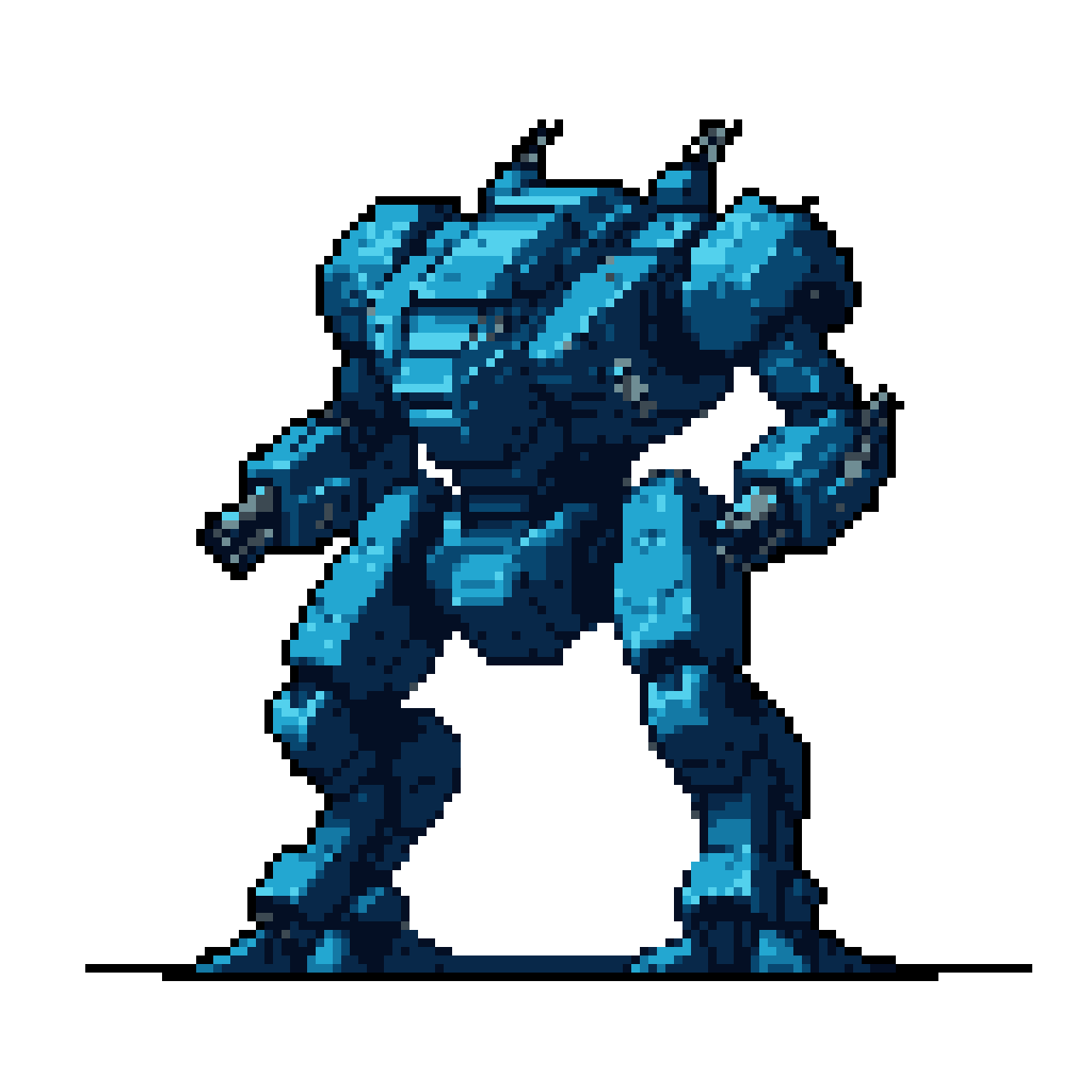 Blue Mech Stance: Imposing Tech Ready for Battle