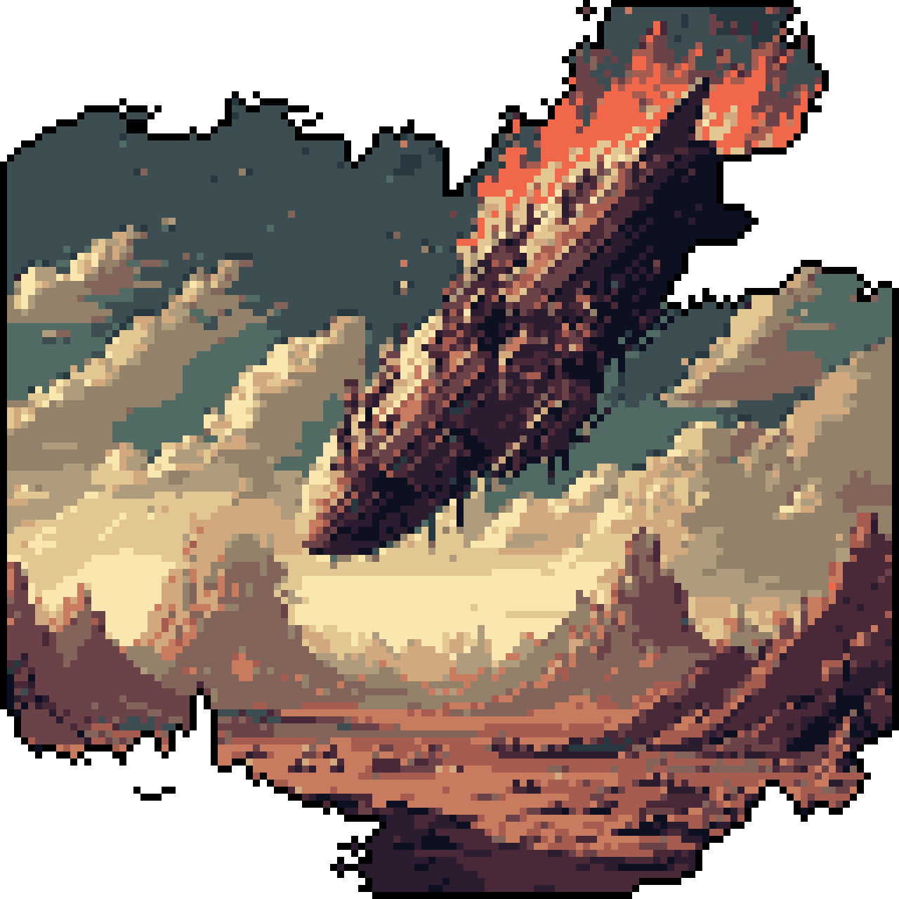 Fiery Airship Crash on Alien World