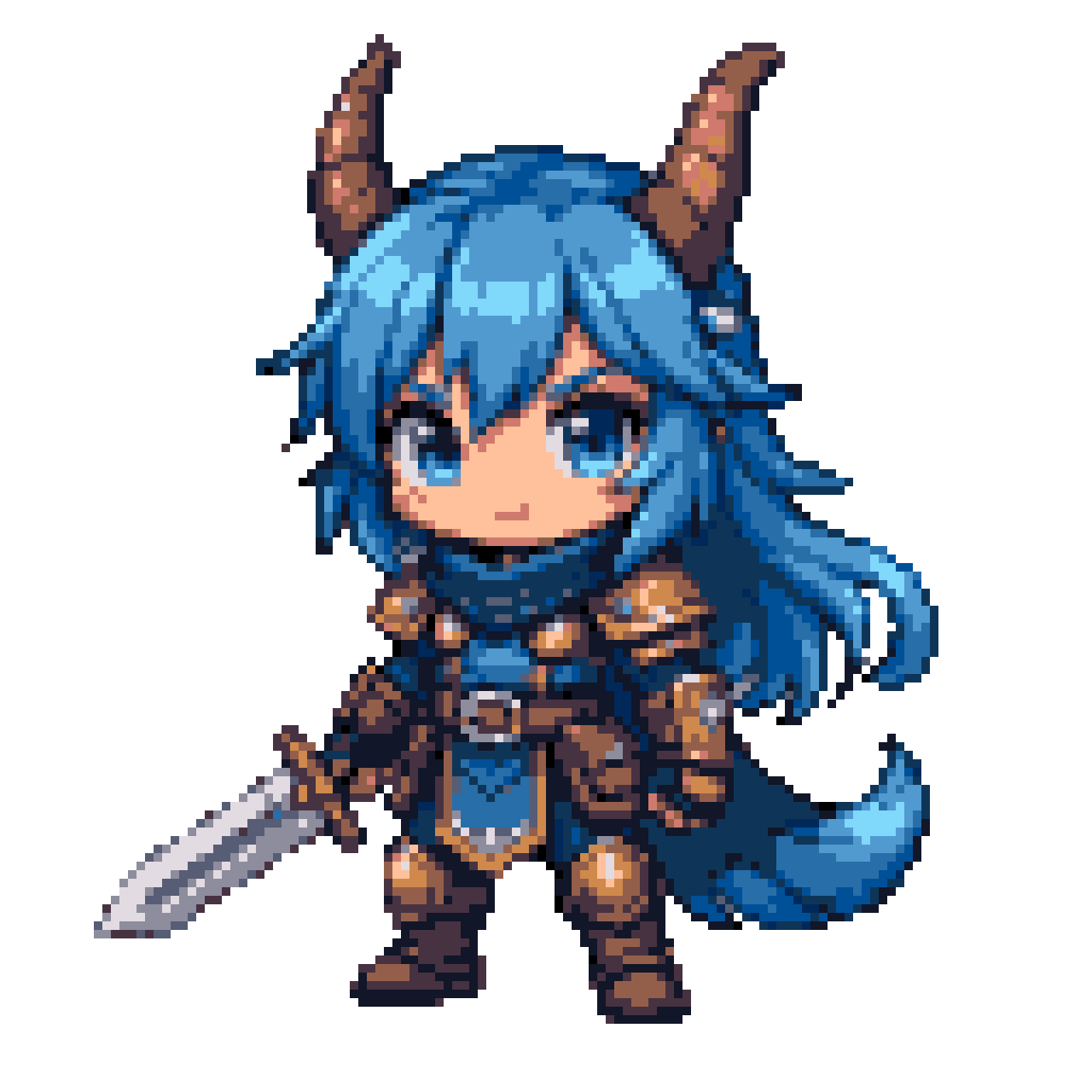 Azure Horned Warrior: Ready for Epic Battle