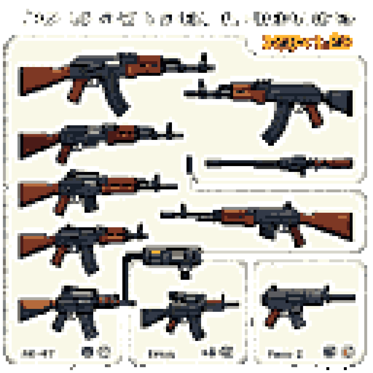 Game Weapon Sprites: Assault Rifles & SMGs Asset Sheet
