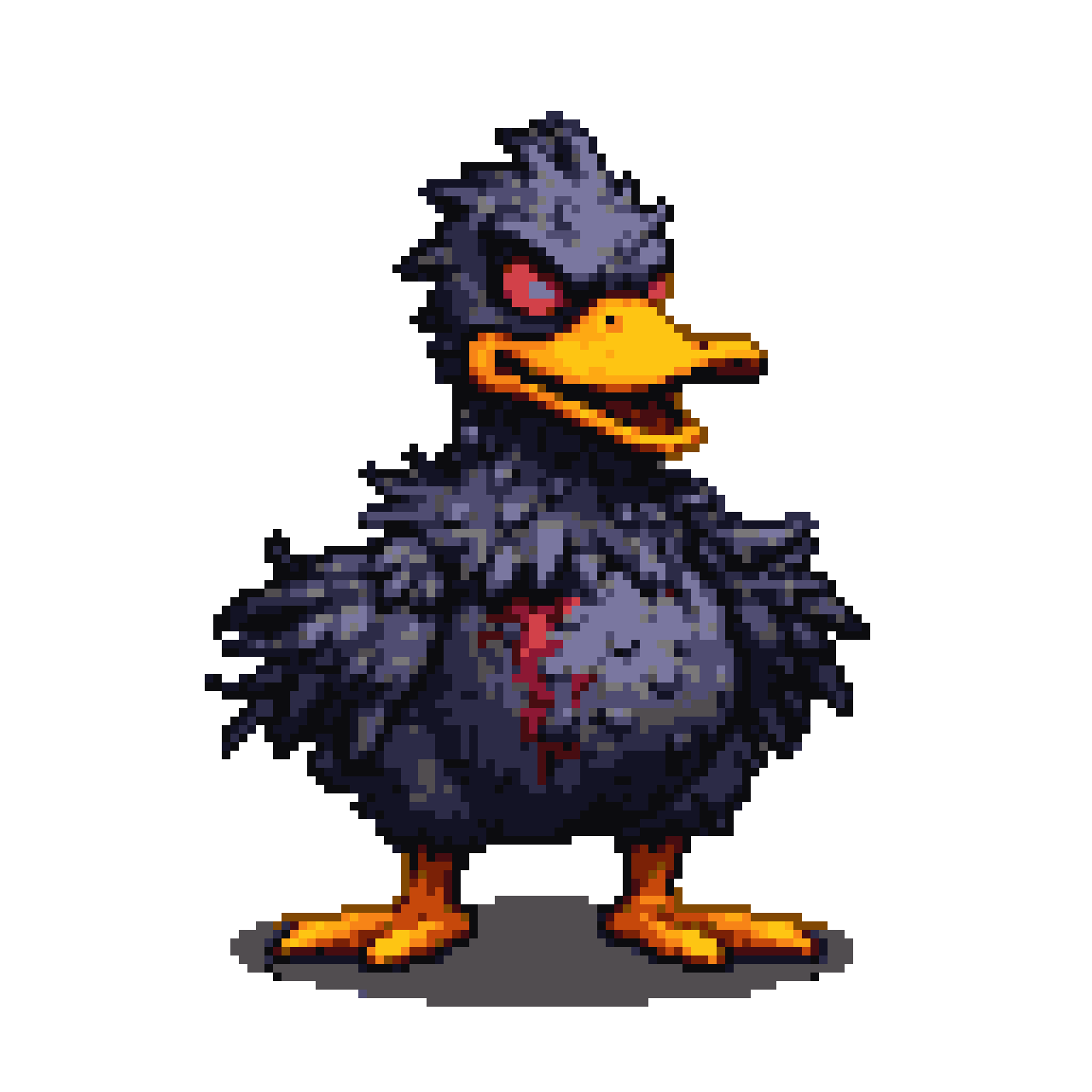 Menacing Mutant Duck: Red Eyes, Crimson Wound, Dark Mood