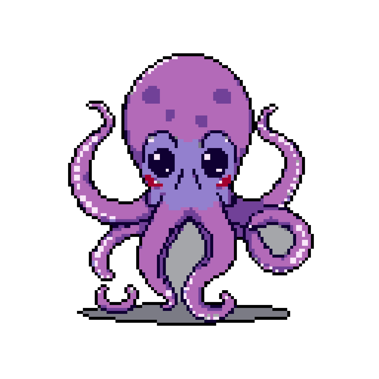 Cute Purple Octopus Character - Whimsical & Shy Design