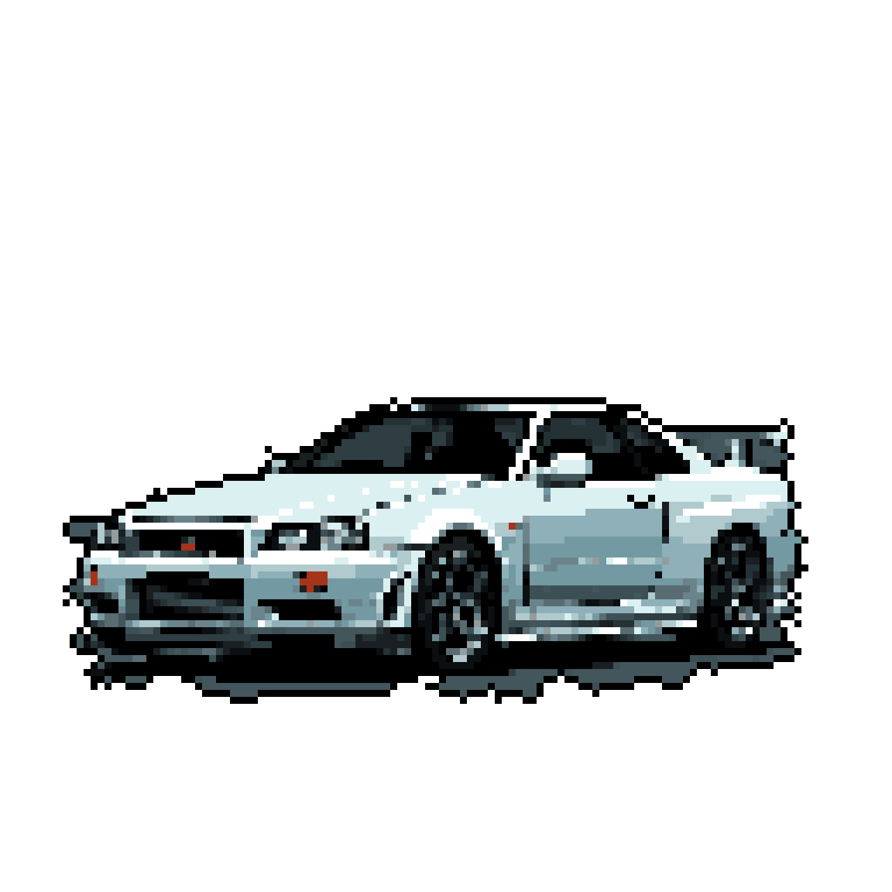 Iconic White GT-R R34: Clean Side Profile