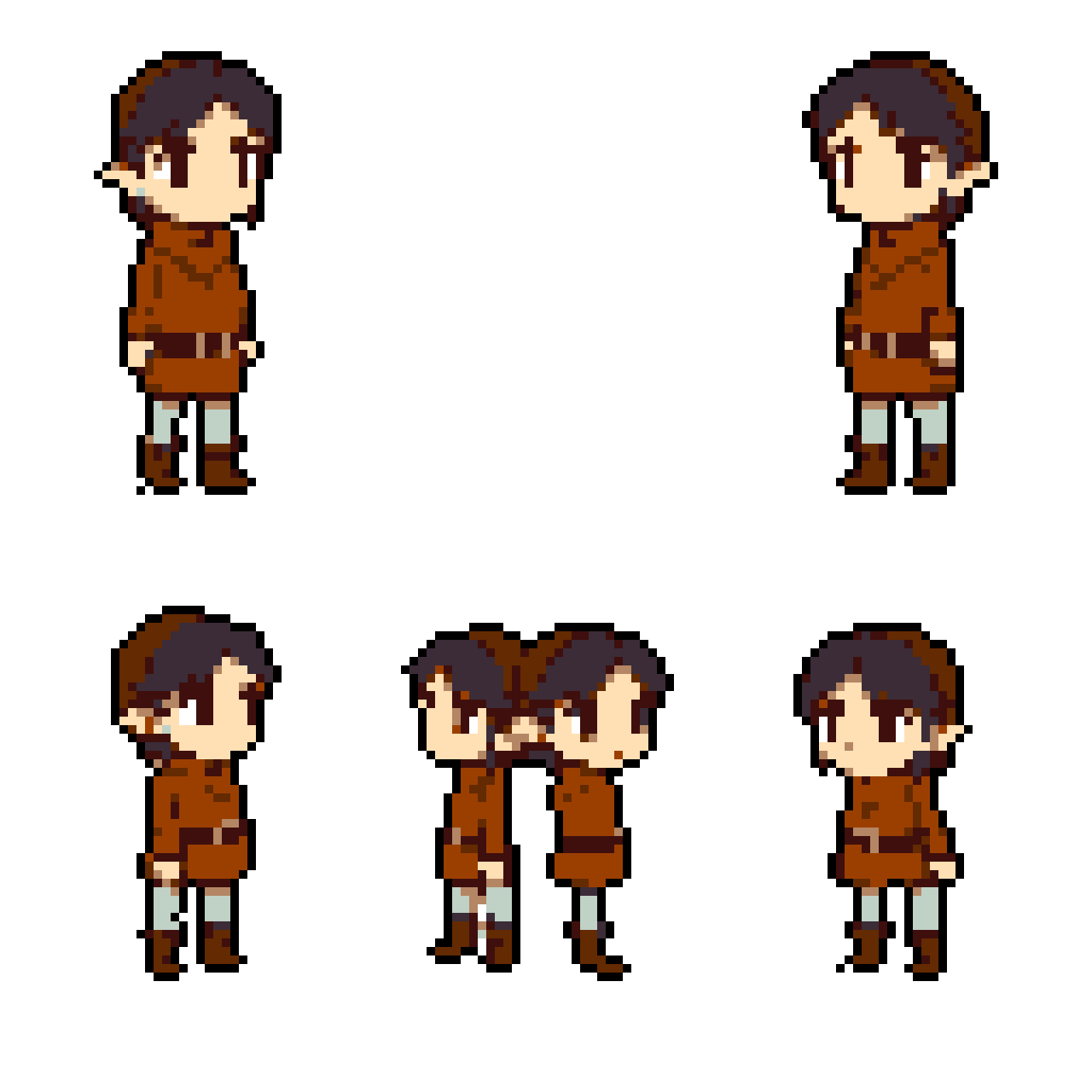 Fantasy Elf Character Sprites: Multiple Views