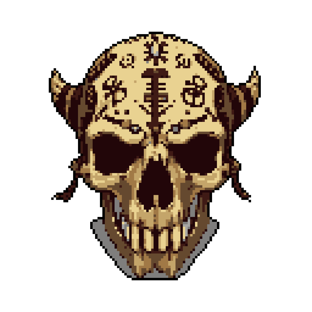 Terrifying Looking Runes Demonic Skull with Occult Runes - Dark Fantasy Art