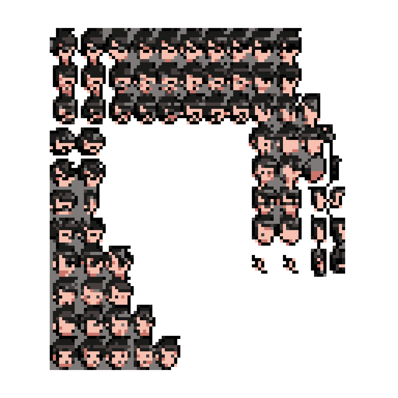 Game Character Animation Frames: Male Sprite Sheet