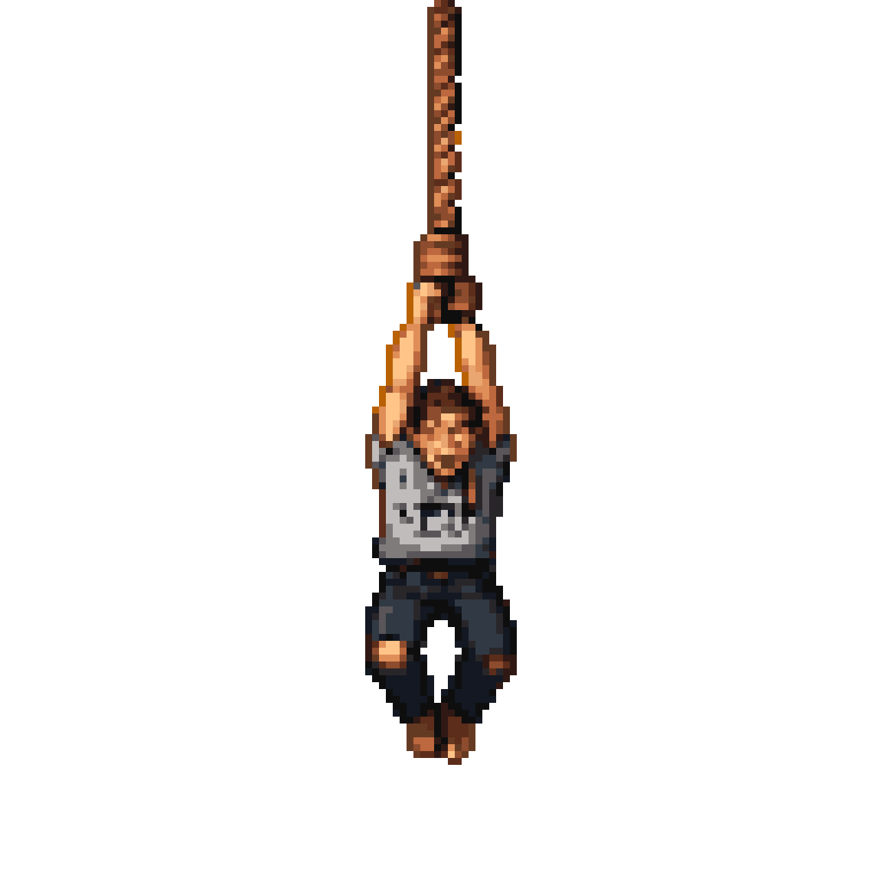 Desperate Figure Hangs: A Stark Scene of Anguish