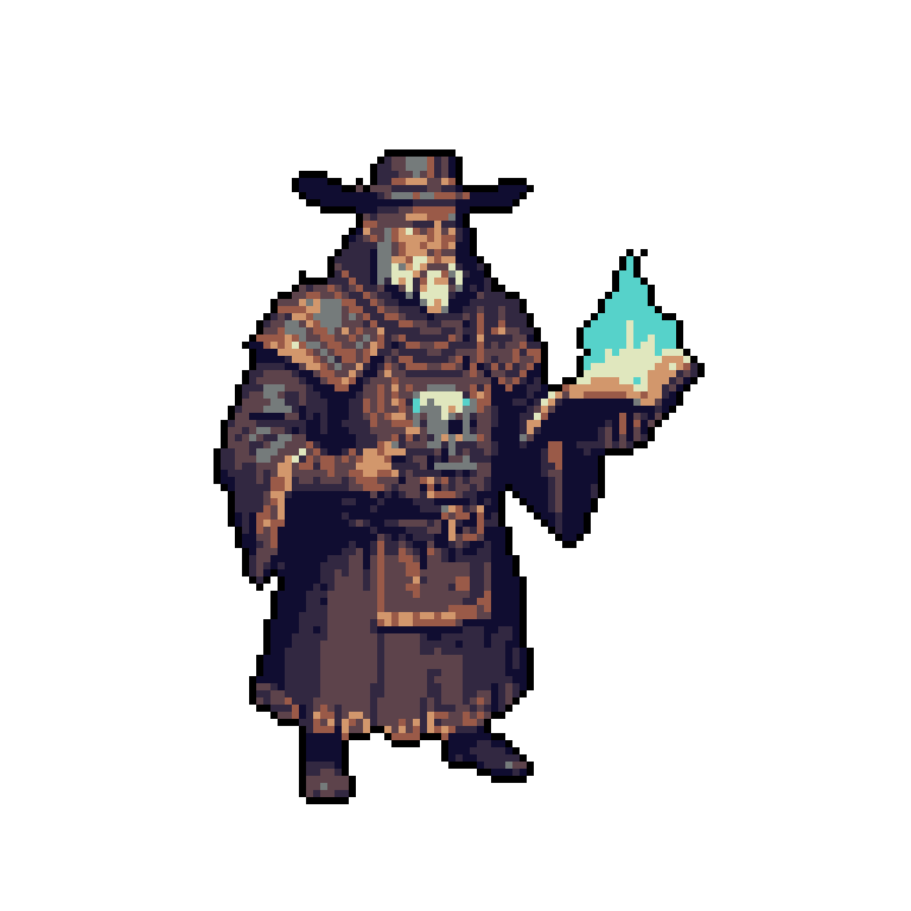 Mystic Mage Conjures Glowing Blue Flame