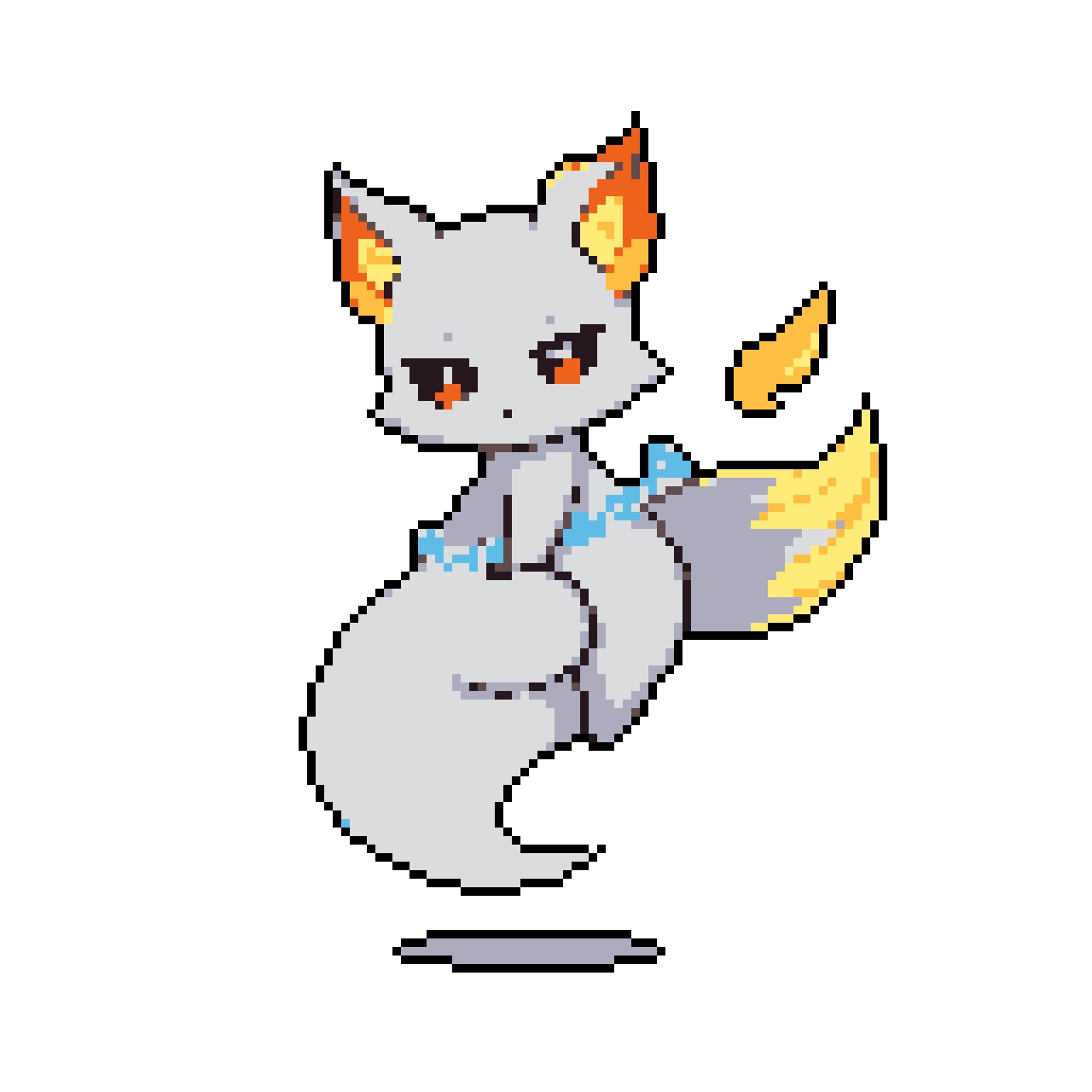 Fiery Fox Spirit with Icy Accents in Cosmic Void