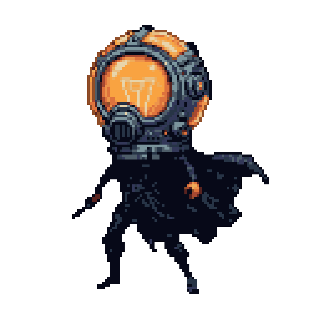 Glowing Helmet Figure: Mysterious Shadowed Sentinel