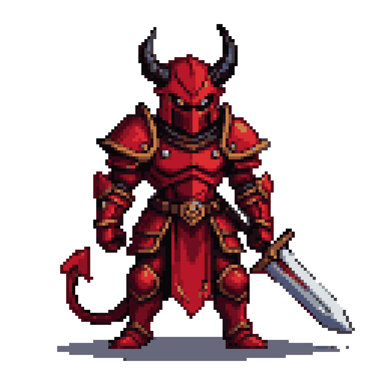 Crimson Devil Knight Ready for Battle