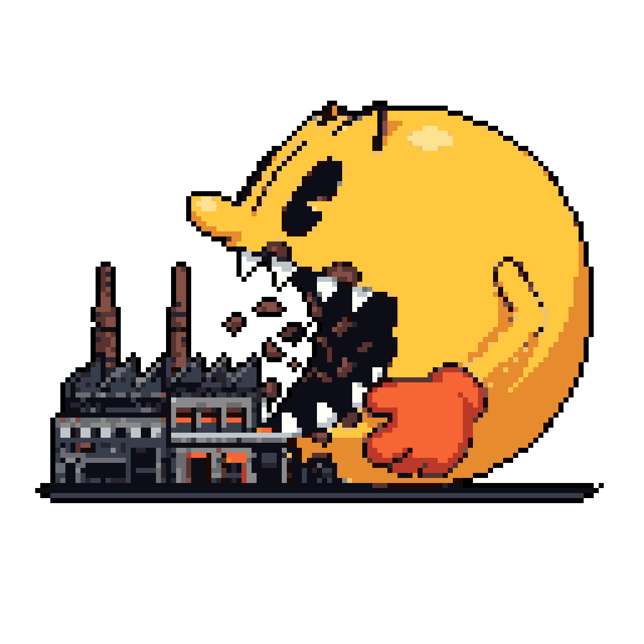 Giant Pac-Man Devours Industrial Complex