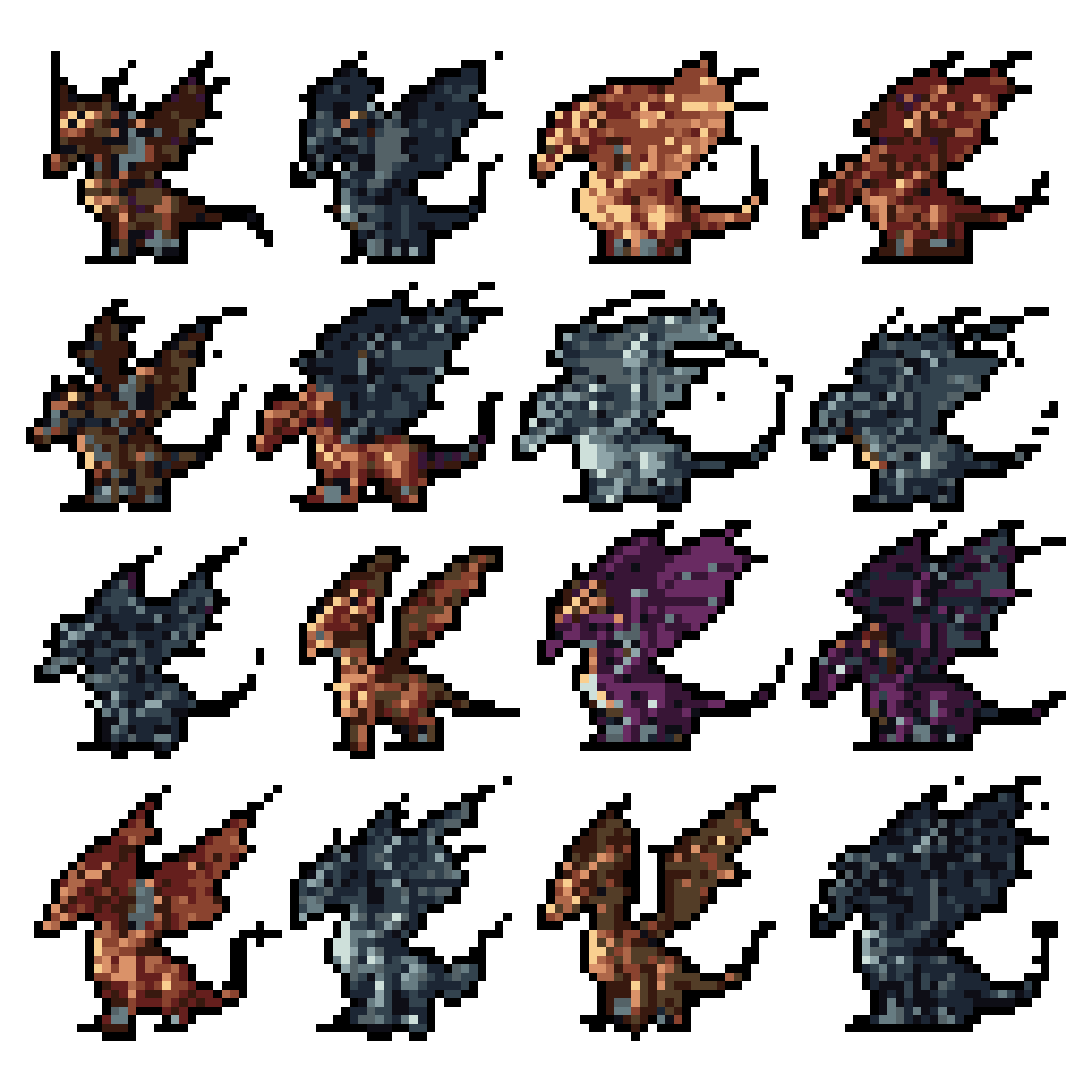 Mythic Beasts: 16 Colorful Pixel Dragons