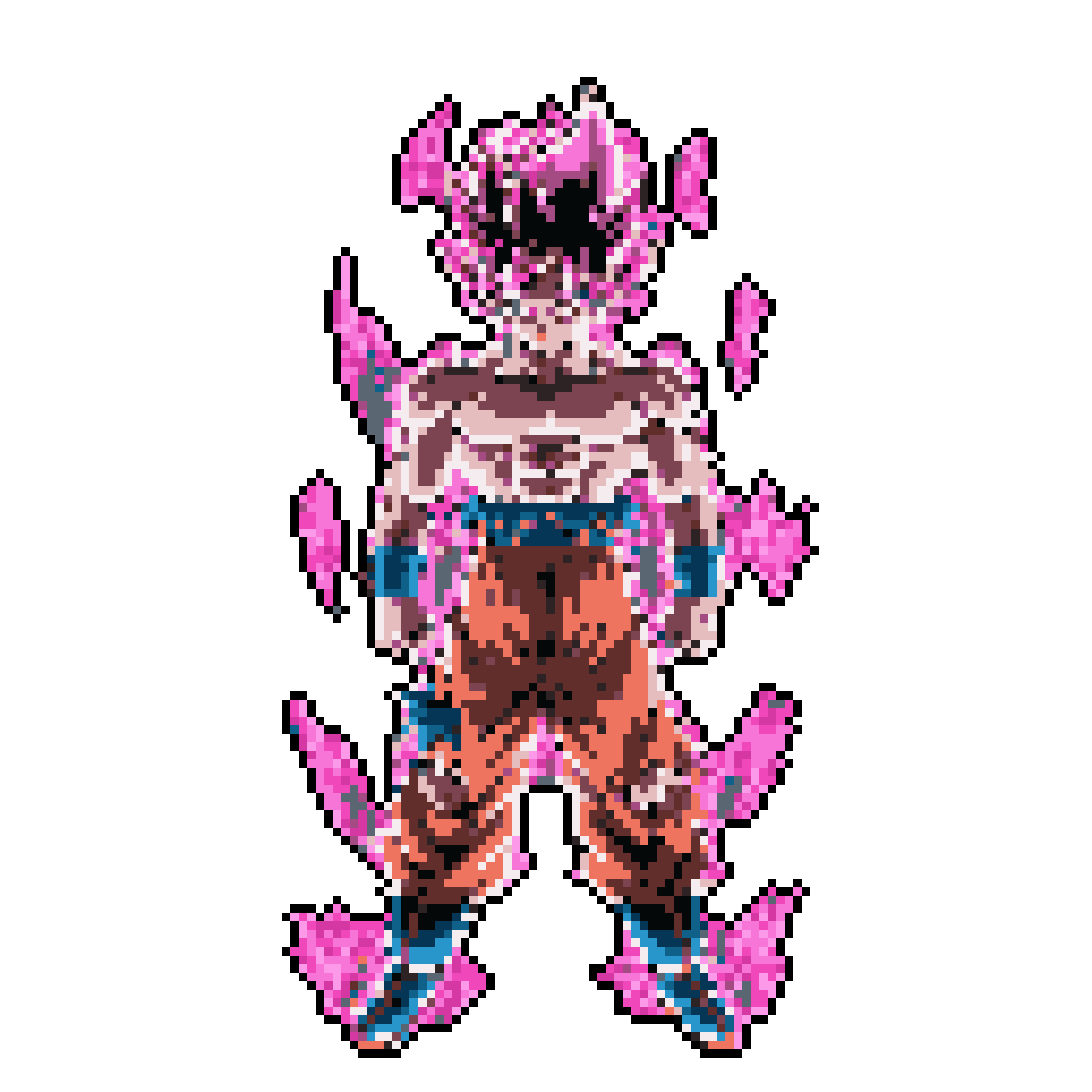 Pixel Art: Goku Ultra Instinct Power: Fiery Aura Battle Ready