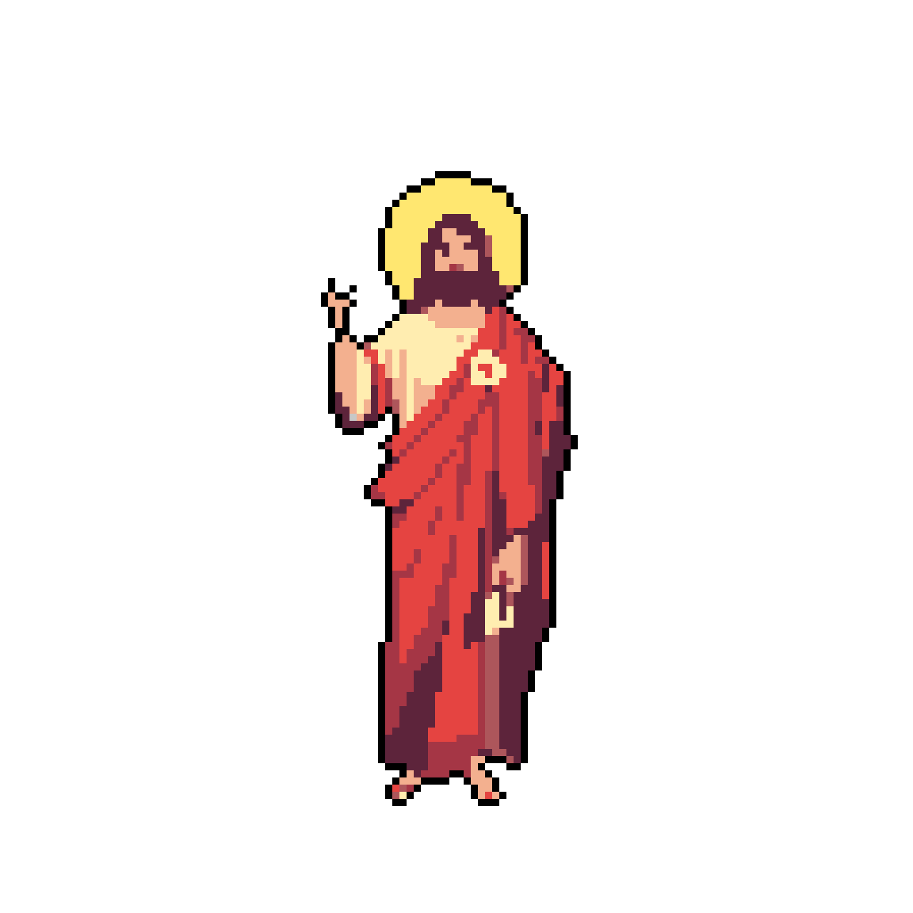 Christ's Sacred Embrace: Pixelated Divinity