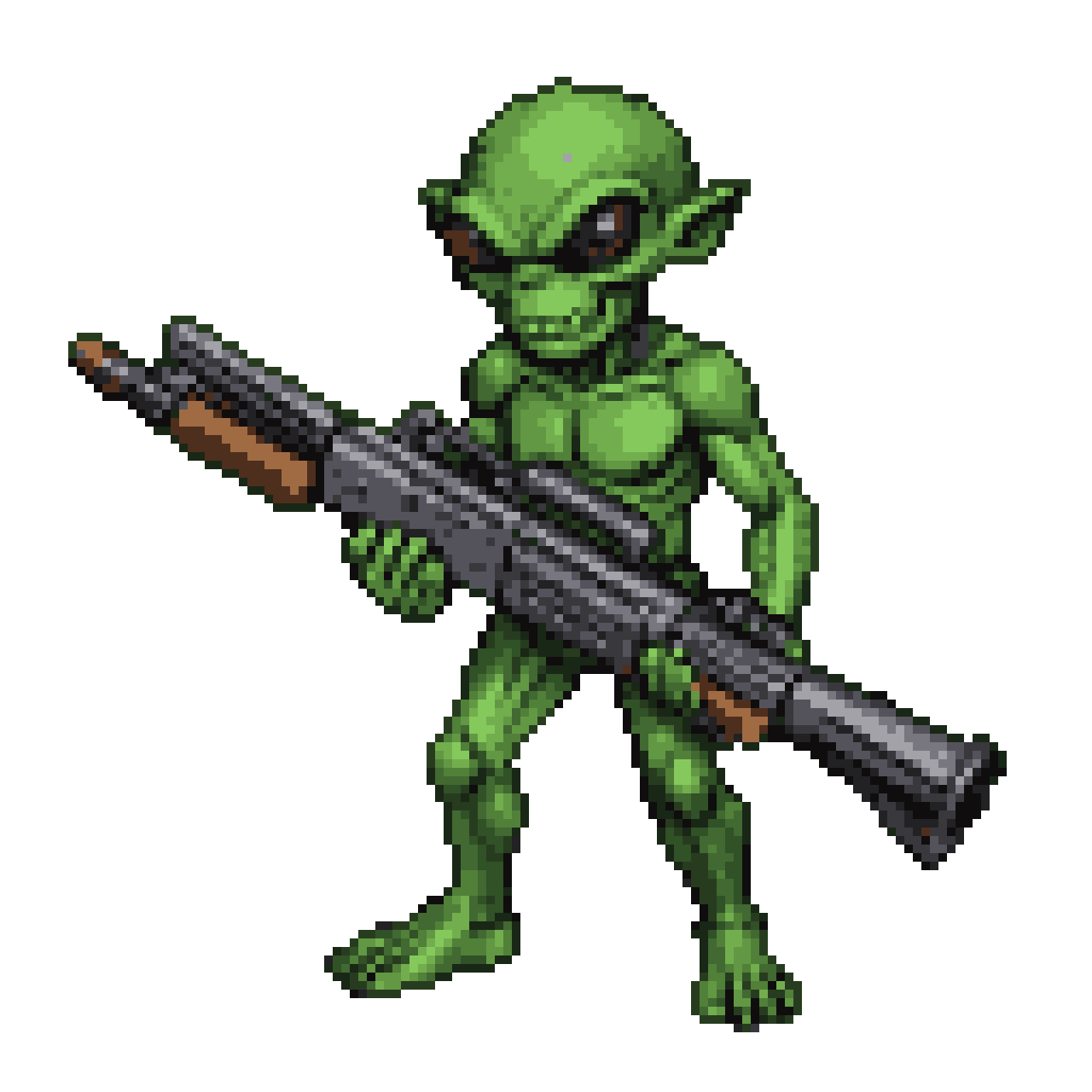 Menacing Alien Warrior with Advanced Rifle
