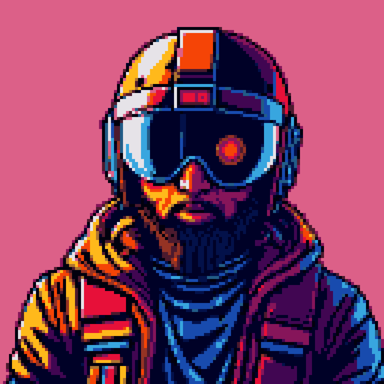 Retro-Future Explorer: Intense Gaze, Vibrant Quest