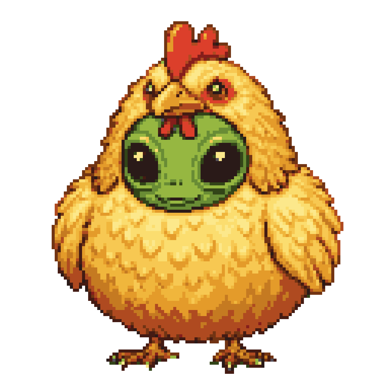 Alien in Chicken Suit: Whimsical Disguise