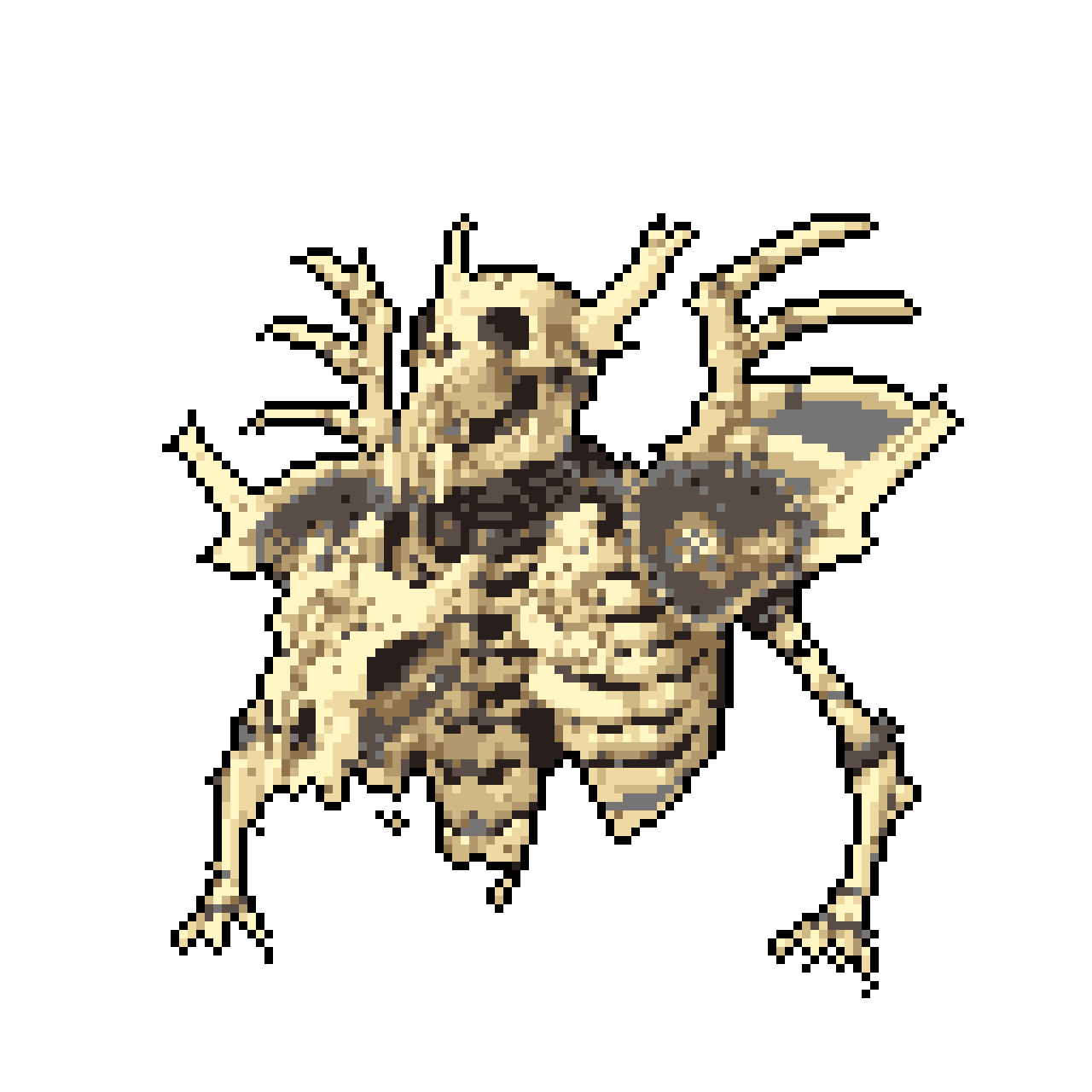 Ominous Bone Creature Crawling in Darkness