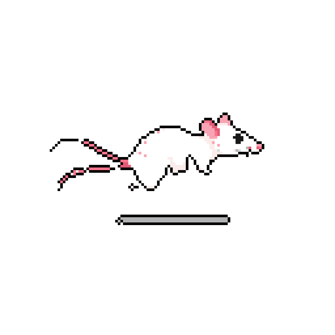 Pixel Art Sprite: Energetic Mouse Leaping Through Black Void