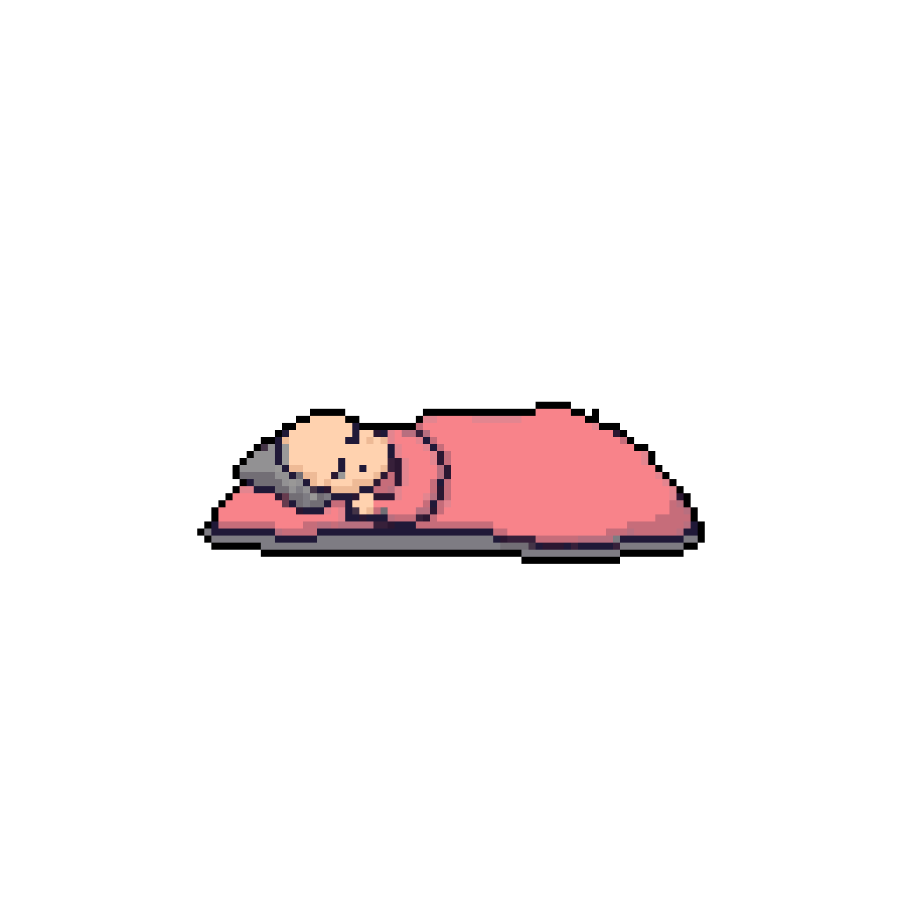 Peaceful Slumber: Cozy Figure Rests on Black Background