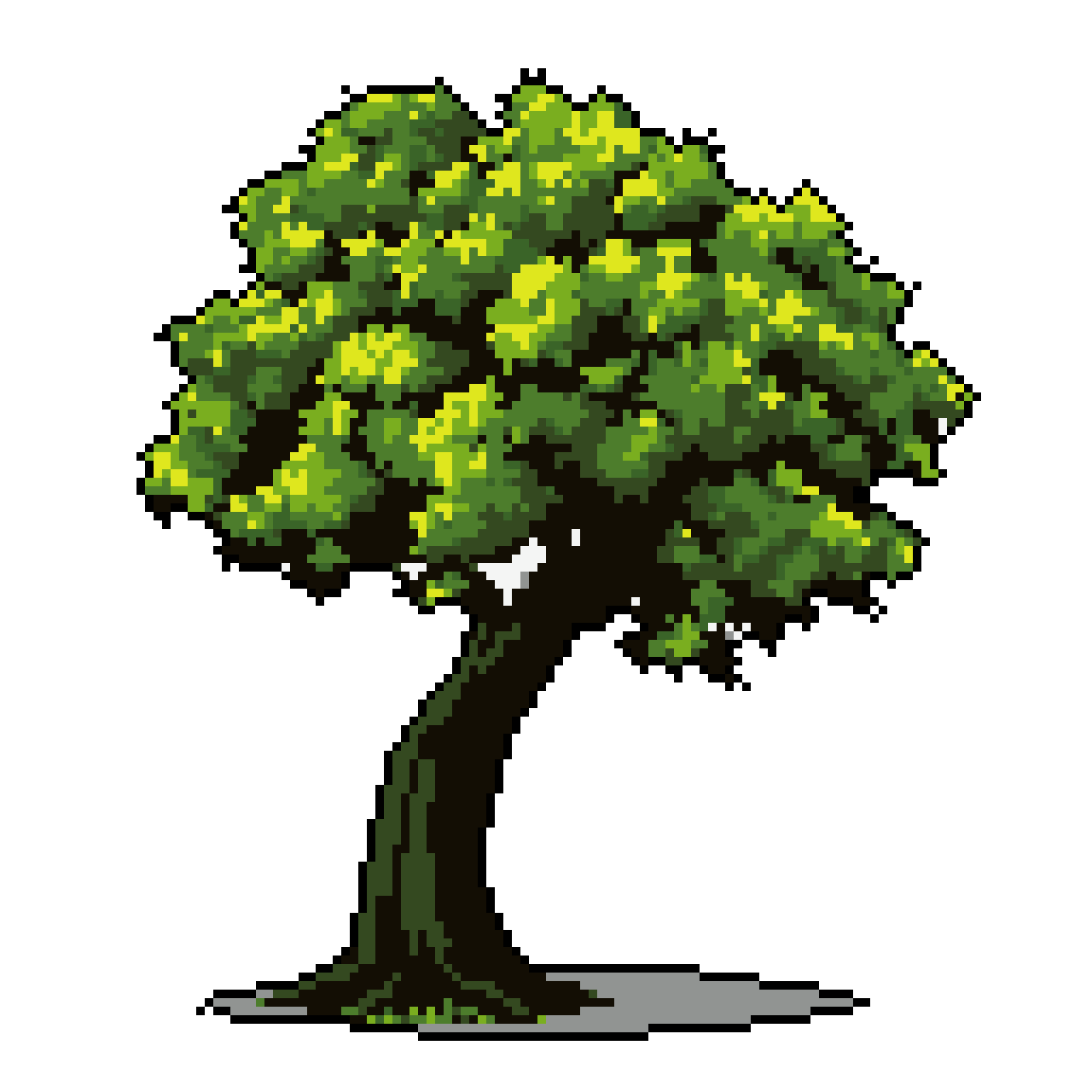 Solitary Tree in Black Void: Lush Green Canopy