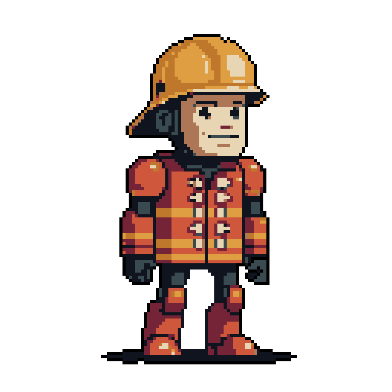 Brave Firefighter in Bold Orange Uniform