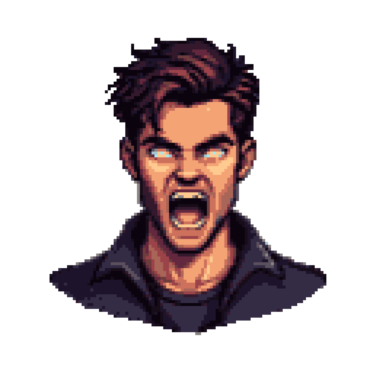 Low Rage Human Primal Scream: Glowing Eyes of Raw Emotion