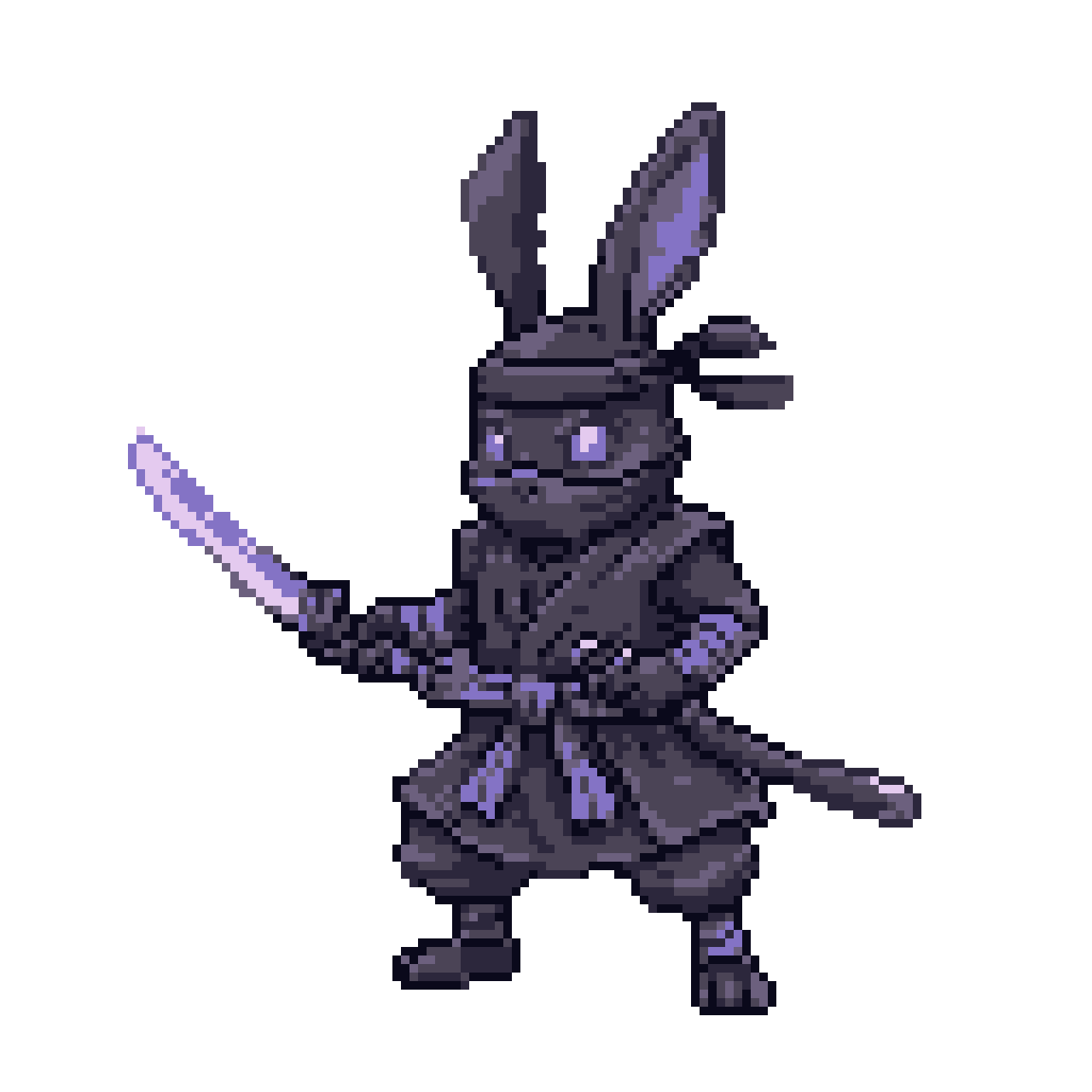 Stealthy Rabbit Purple Ninja Rabbit: Stealthy Warrior Ready to Strike
